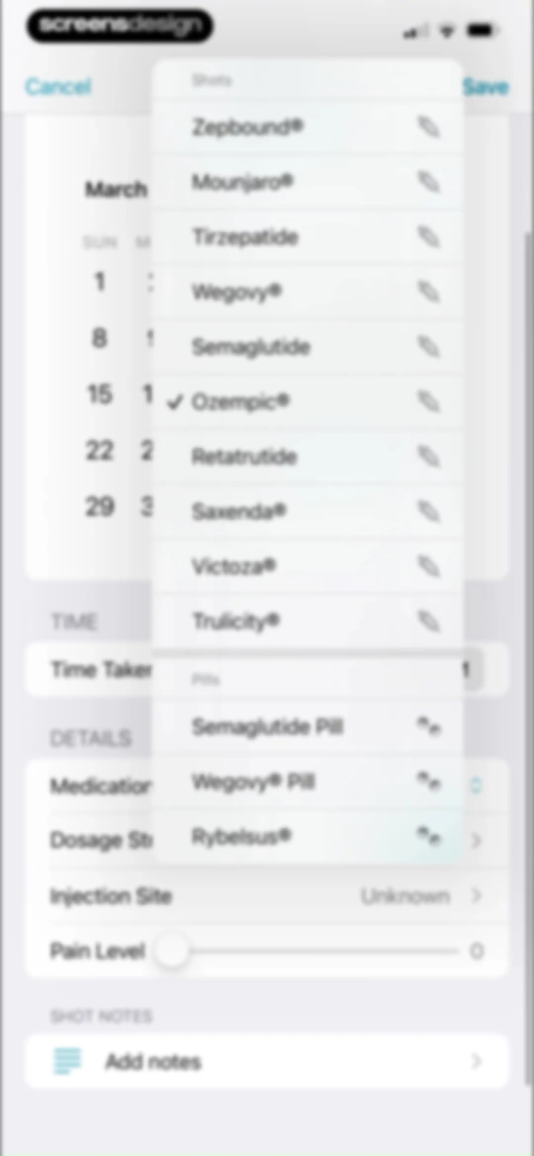 Shotsy GLP-1 Tracker screen 37