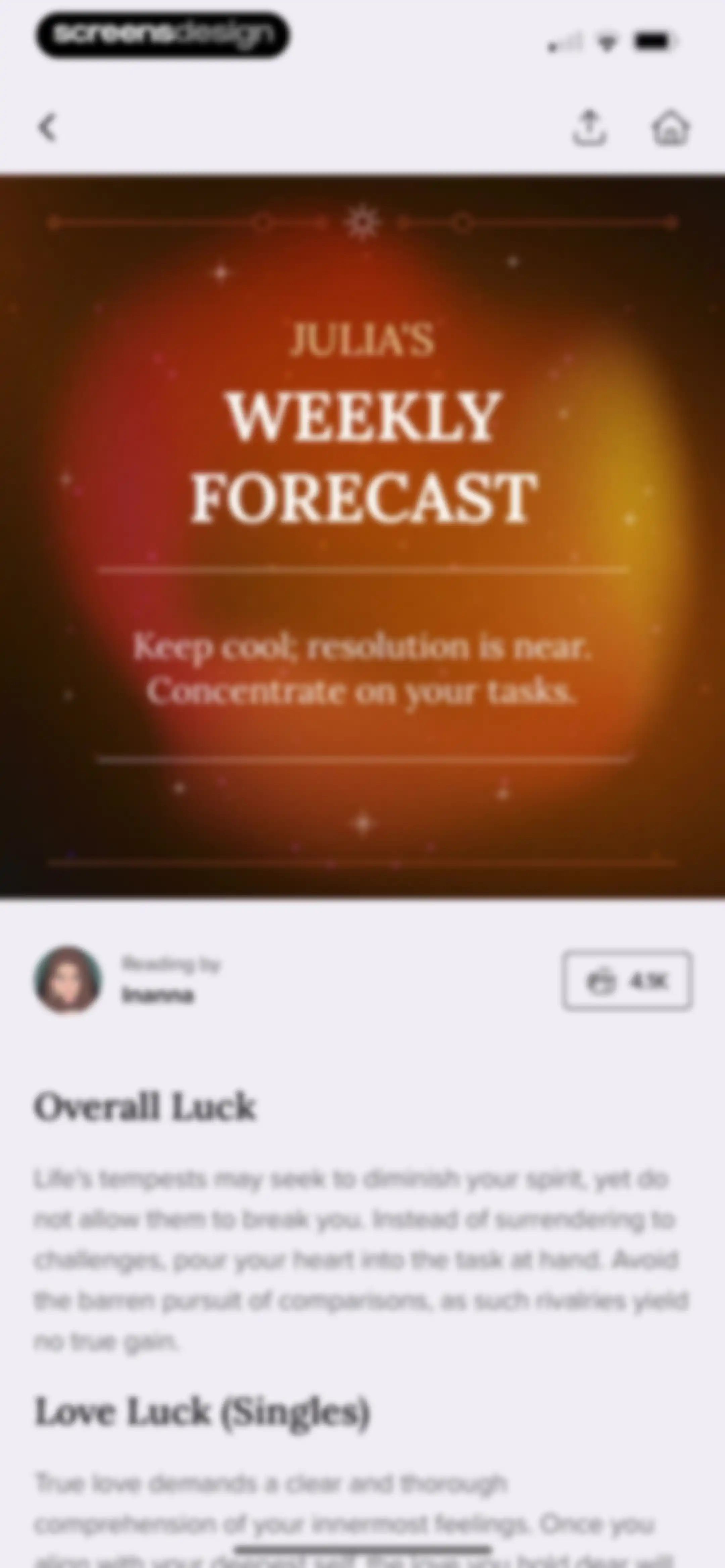 FORCETELLER: Daily Horoscope screen 63