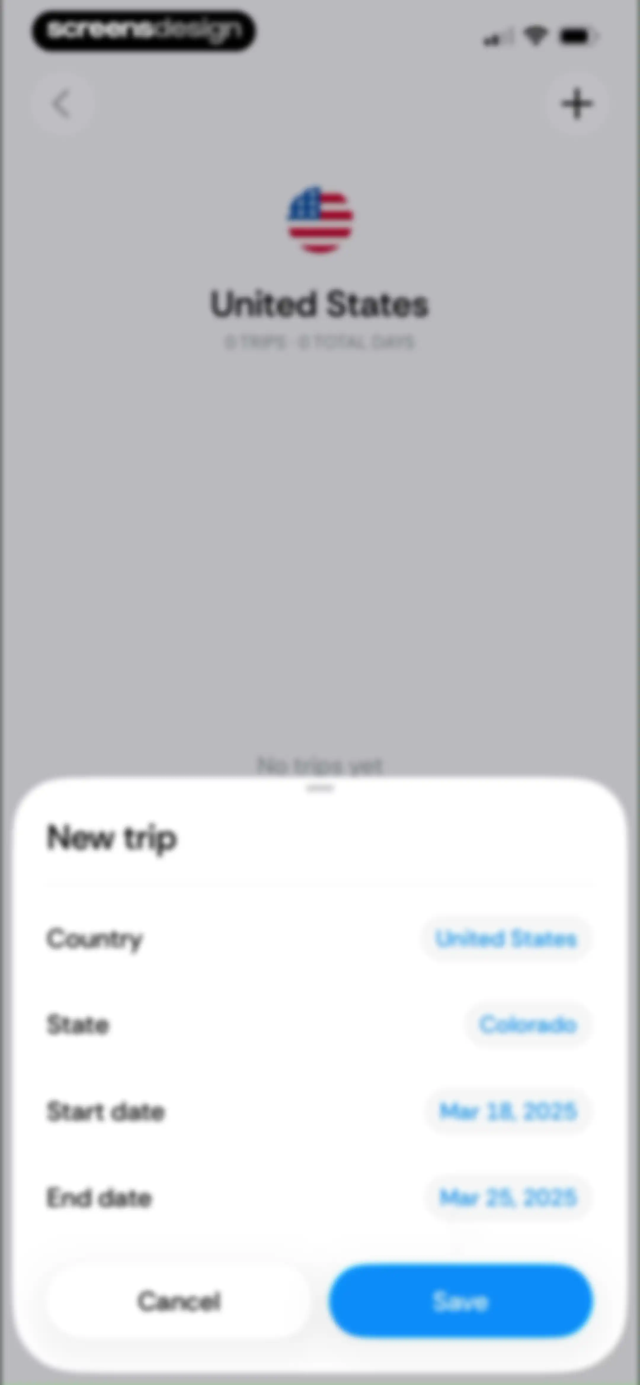 Country Days Tracker: Bounded screen 36