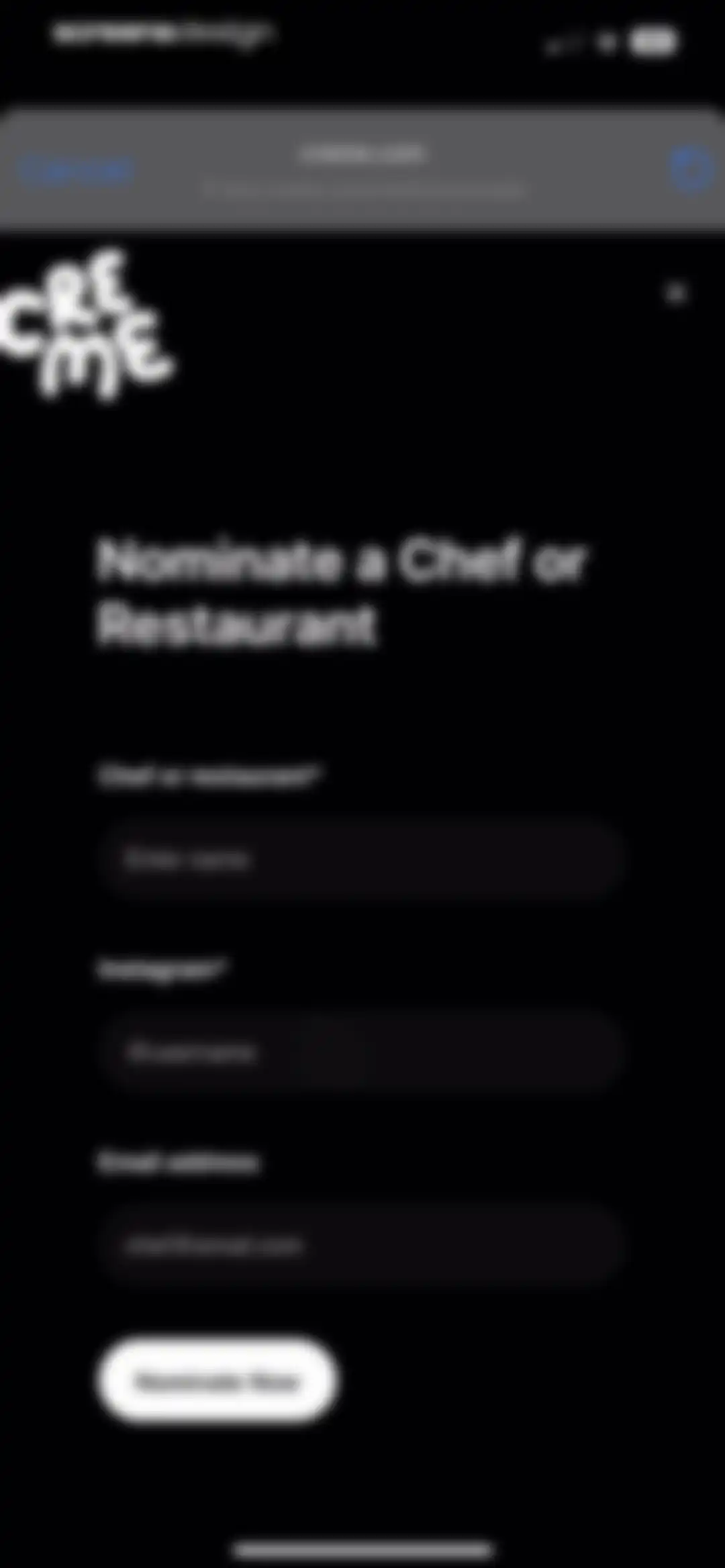 CREME: Create Memorable Meals screen 109