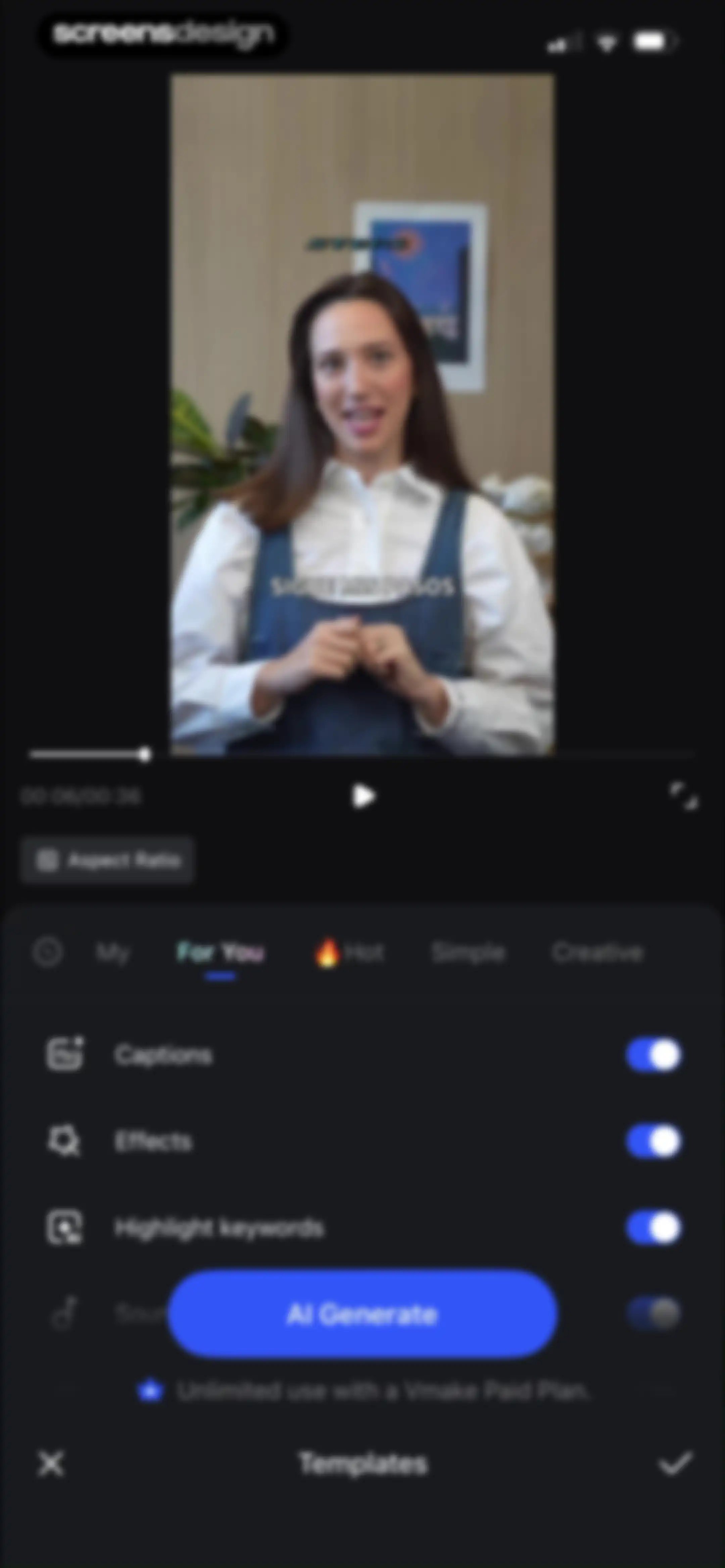 Vmake Labs: create viral video screen 36
