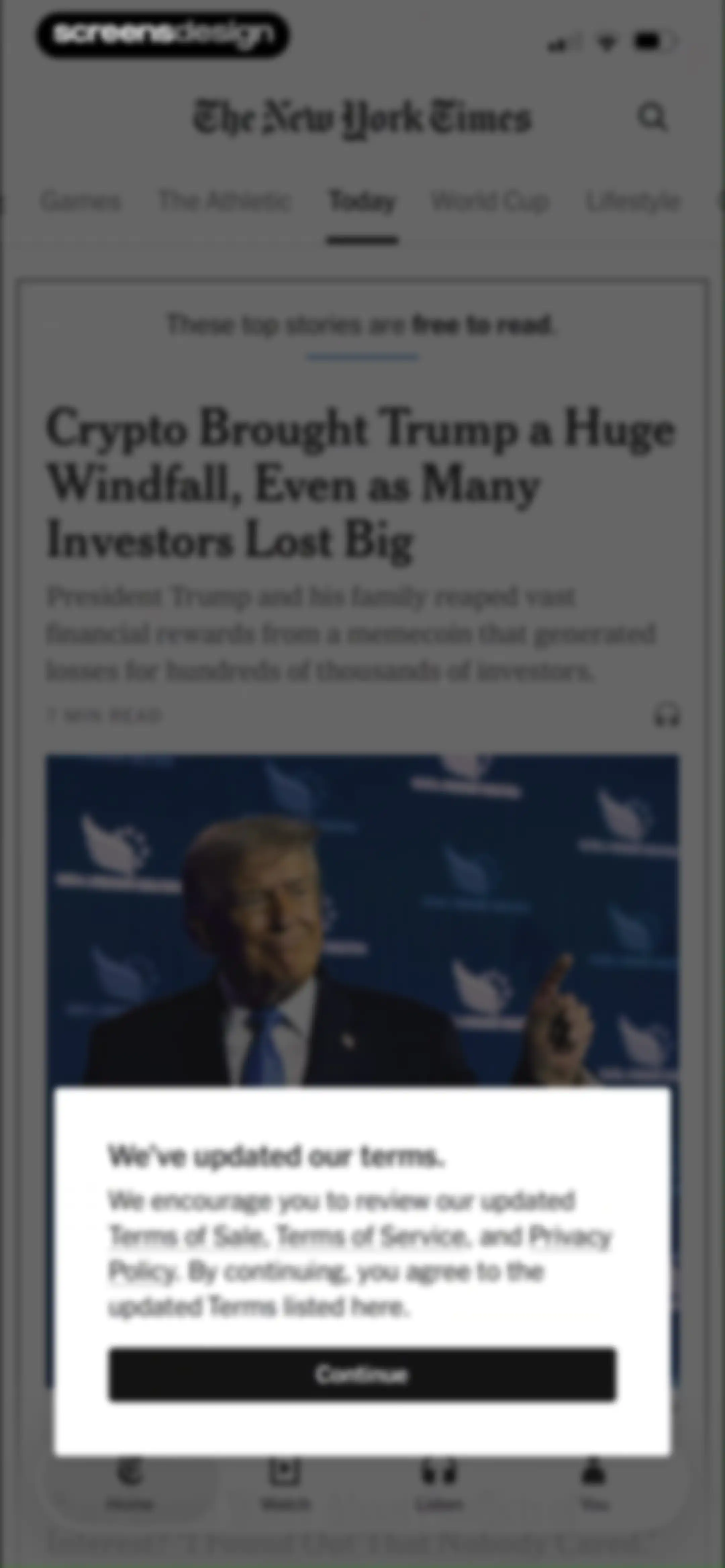 NYTimes: US and Global News screen 12