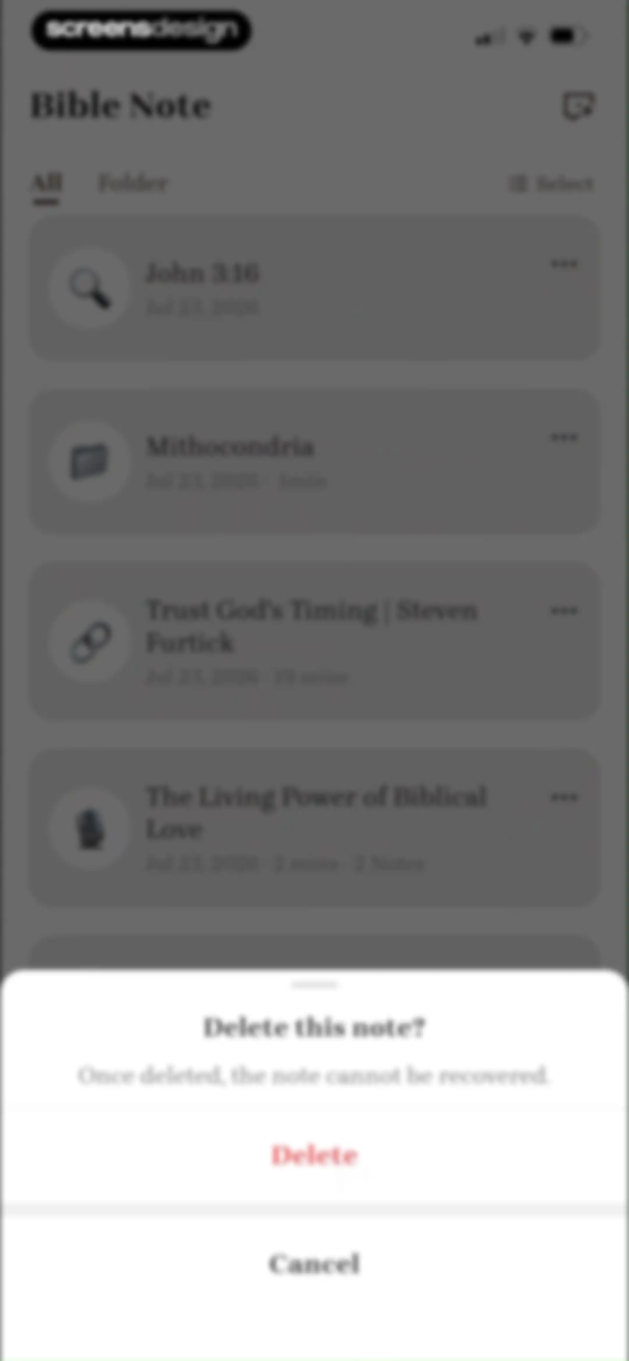 Bible Note: Sermon Notes screen 98
