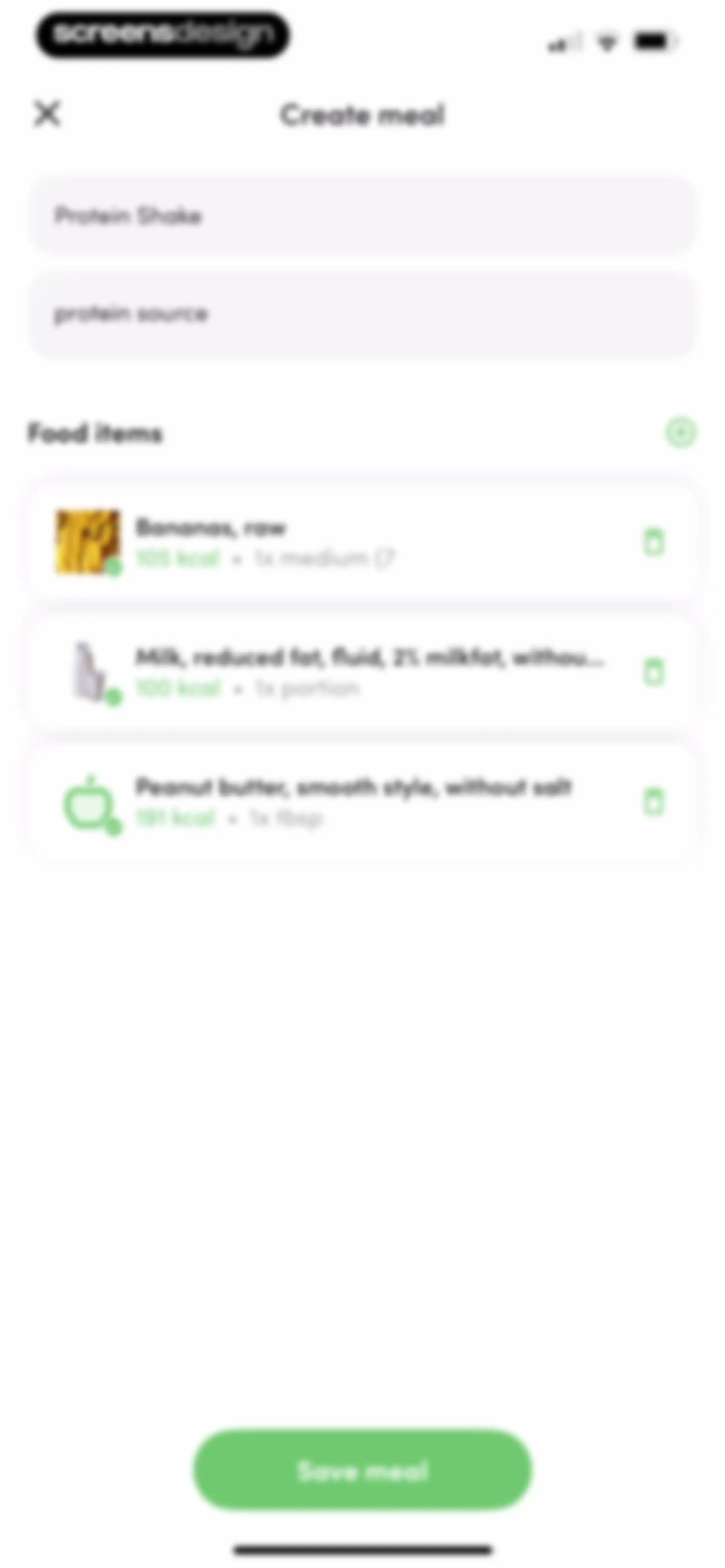 Calories and nutrition tracker screen 56