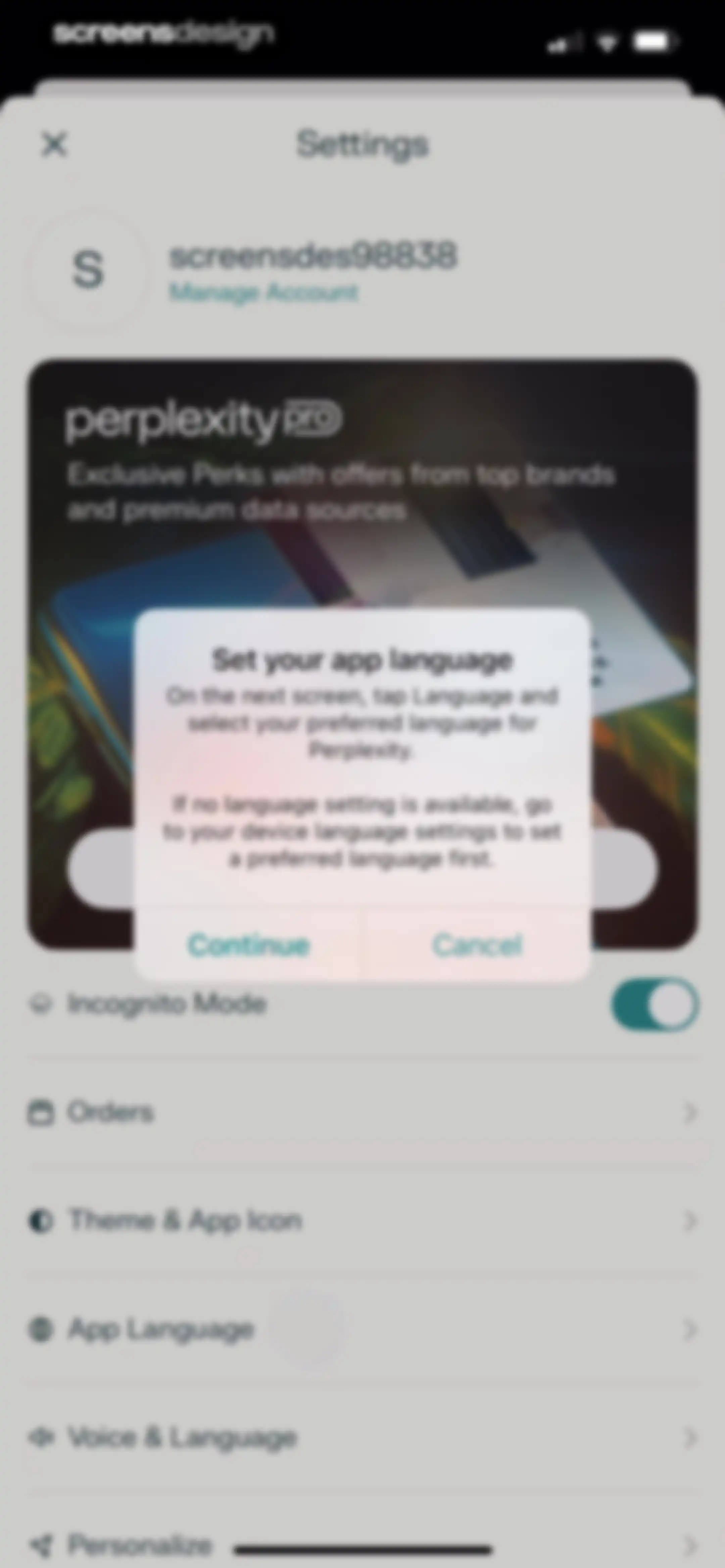 Perplexity - AI Search & Chat screen 108