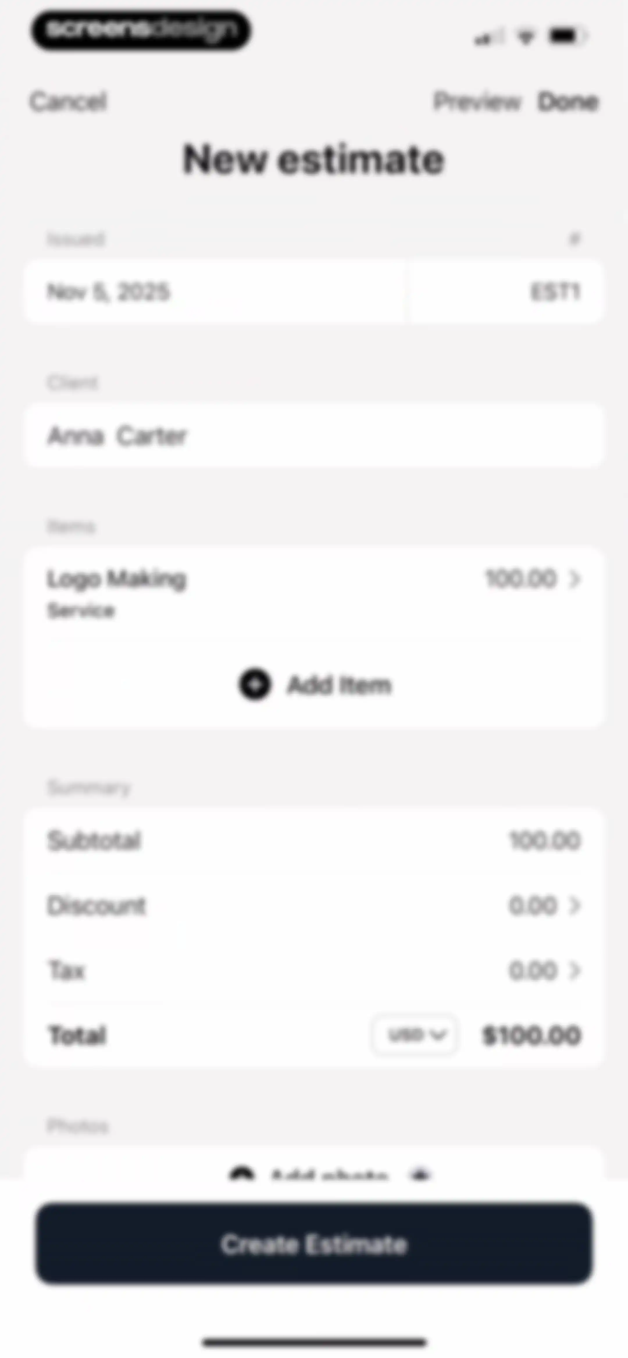 Invoice Maker ▸ Estimate App screen 47
