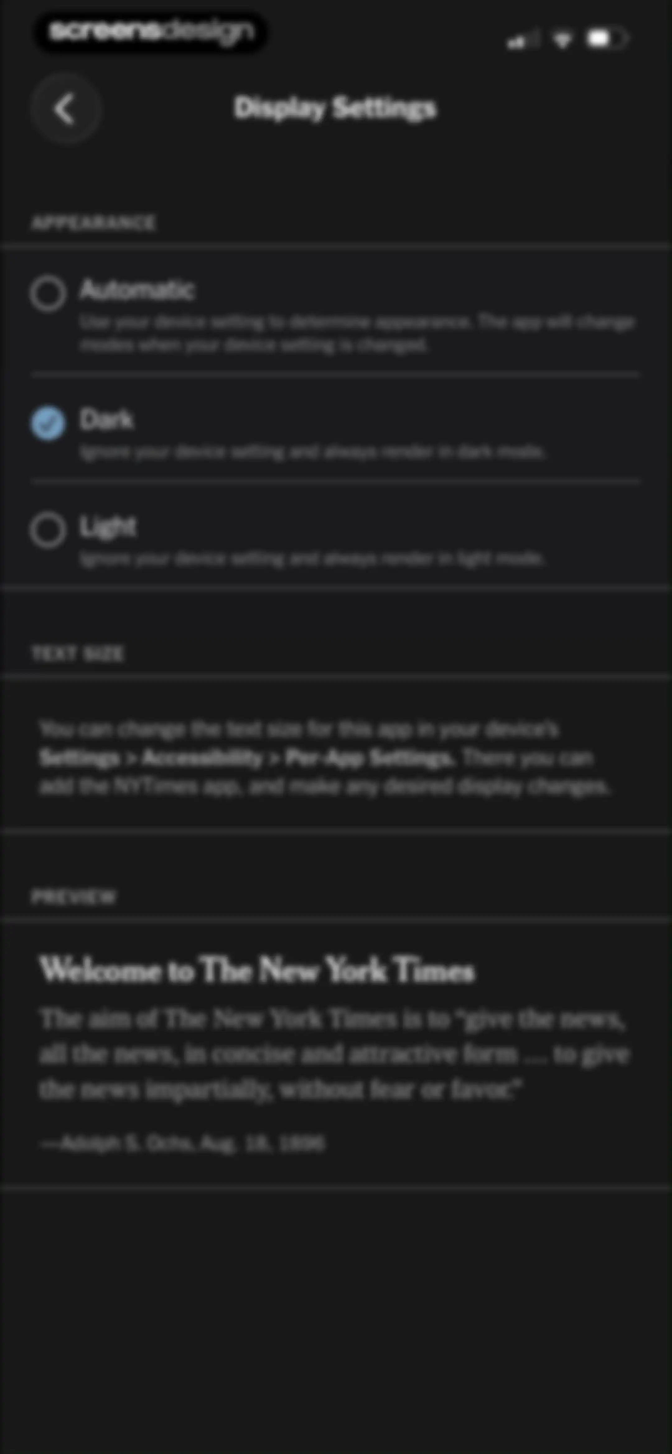 NYTimes: US and Global News screen 100