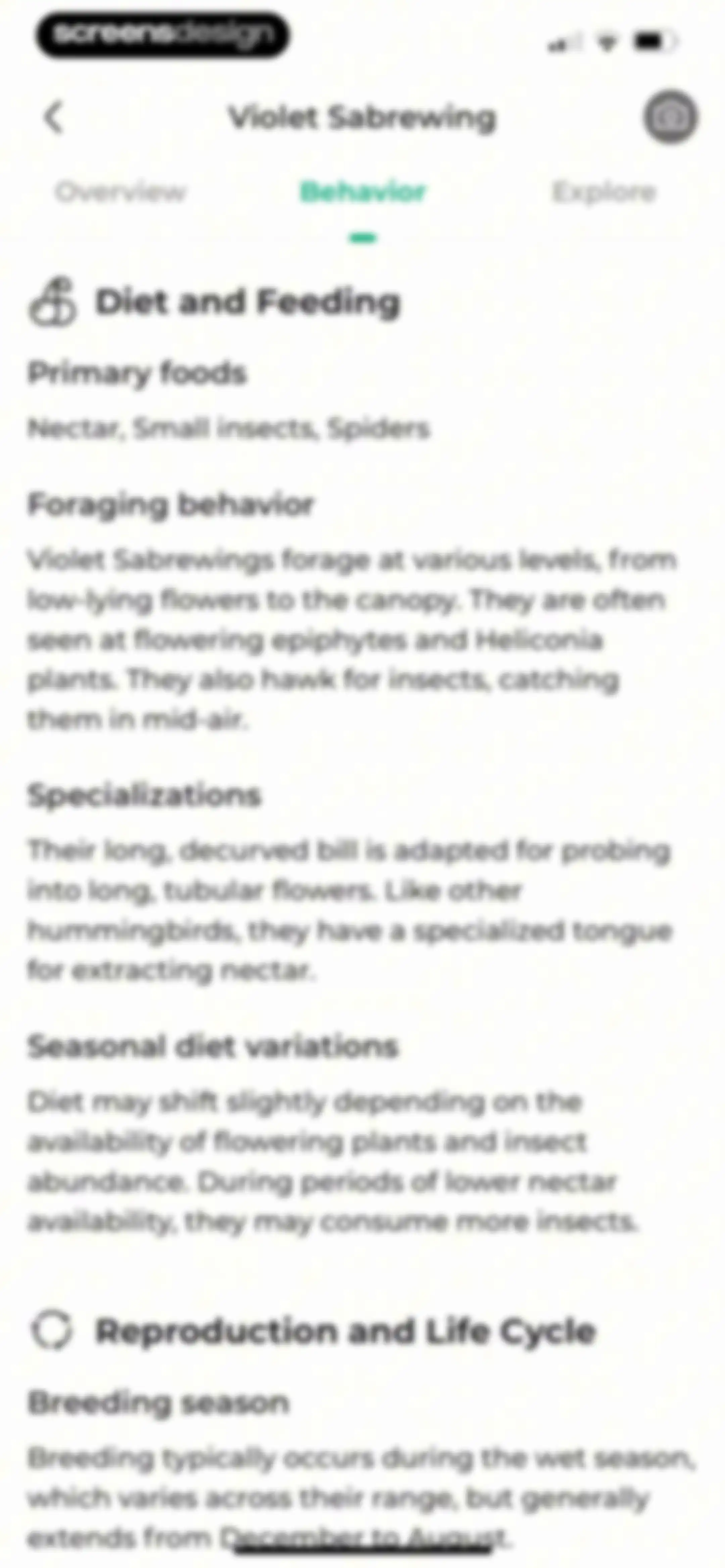 Bird Identifier: BirdScope screen 53
