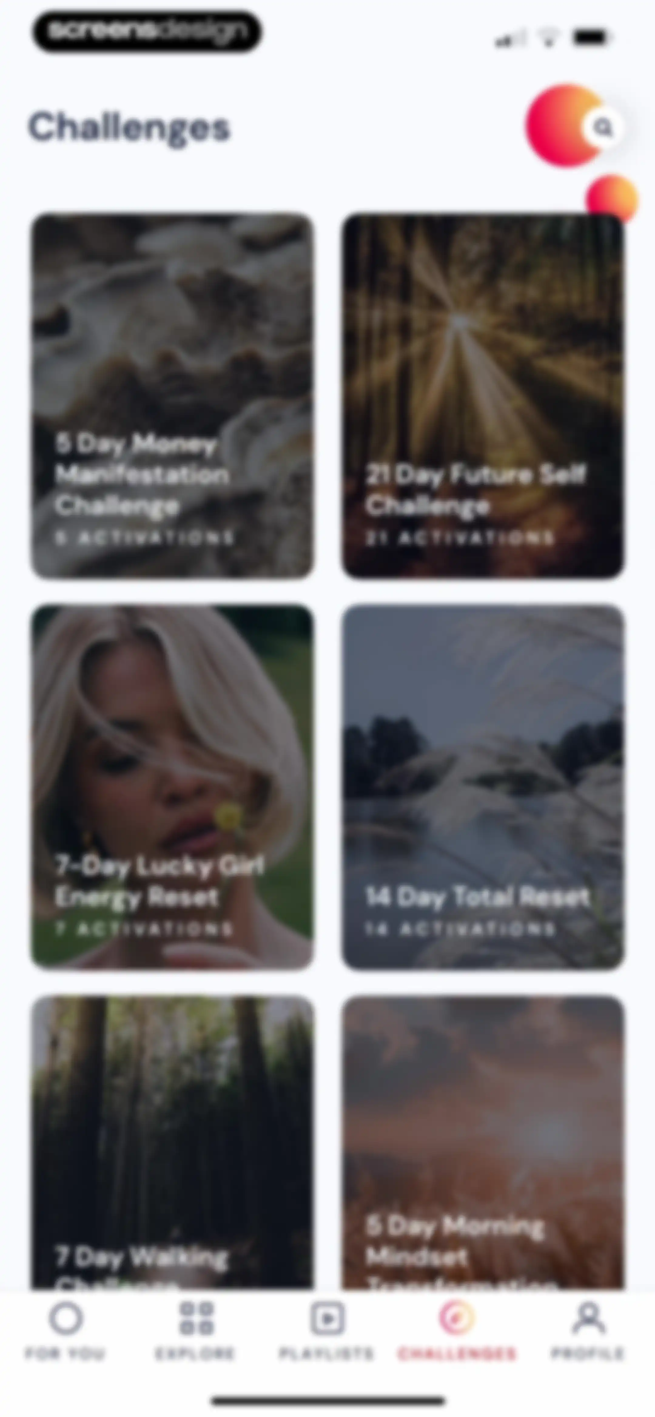 Activations: Daily Motivation screen 100