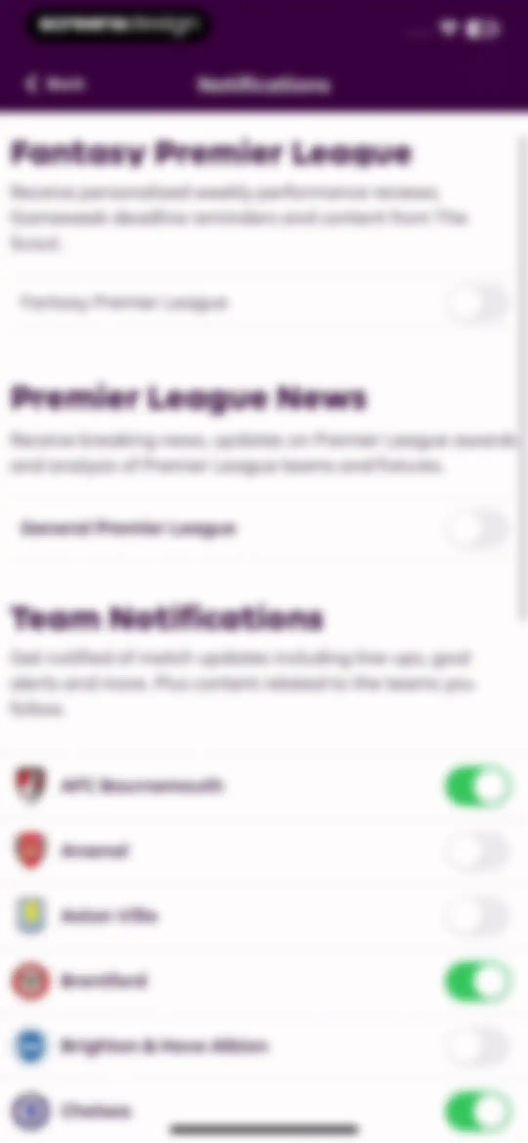 Premier League - Scores, News screen 30