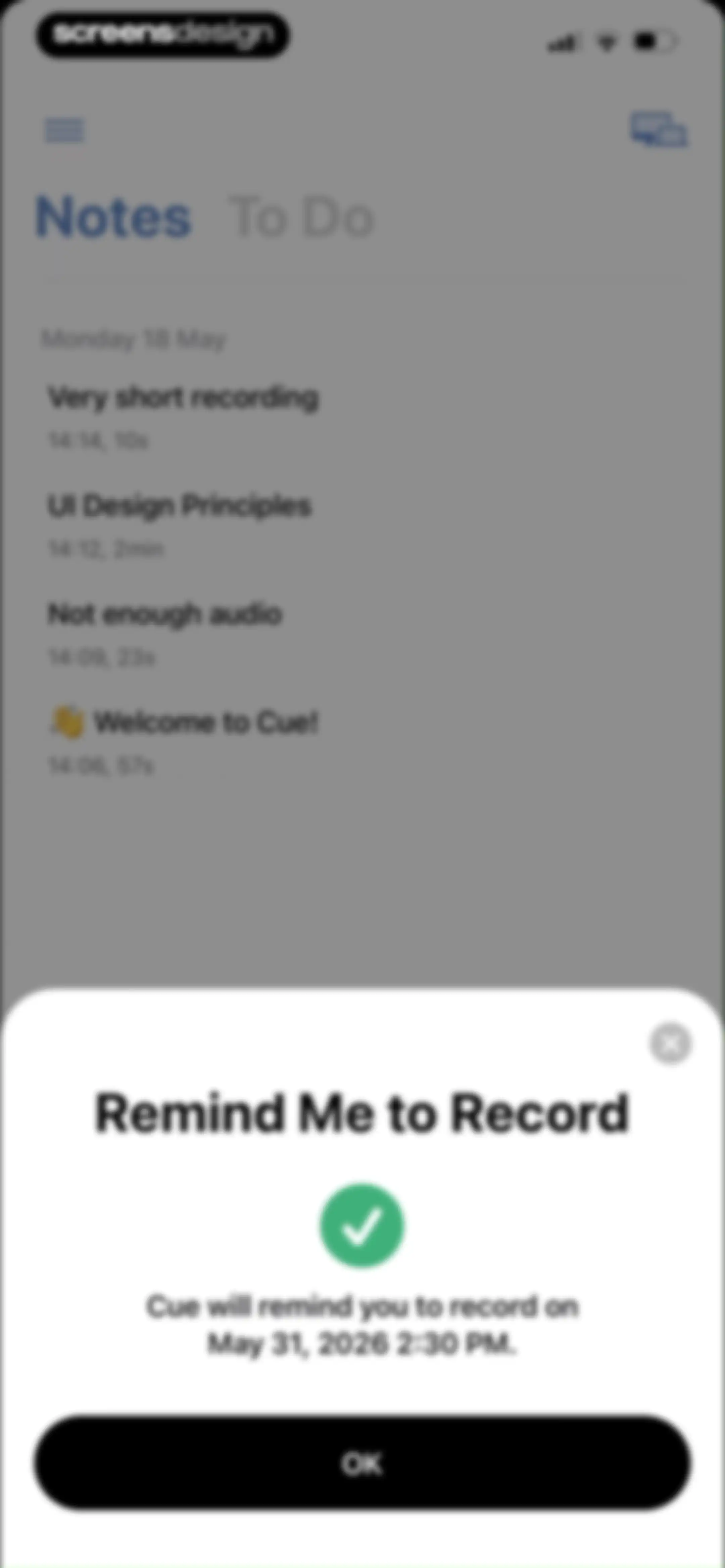 Cue: AI Note Taker & Recorder screen 78
