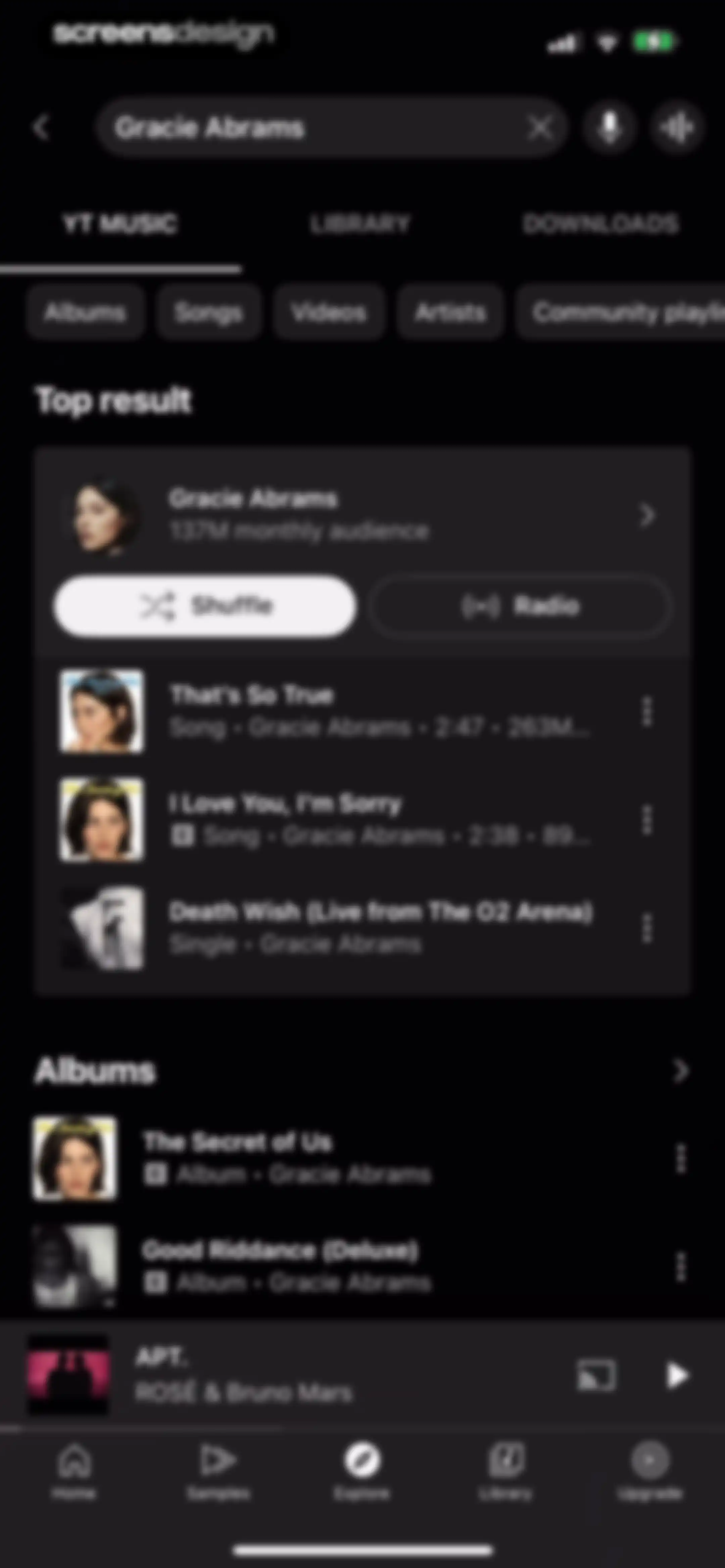 YouTube Music screen 128