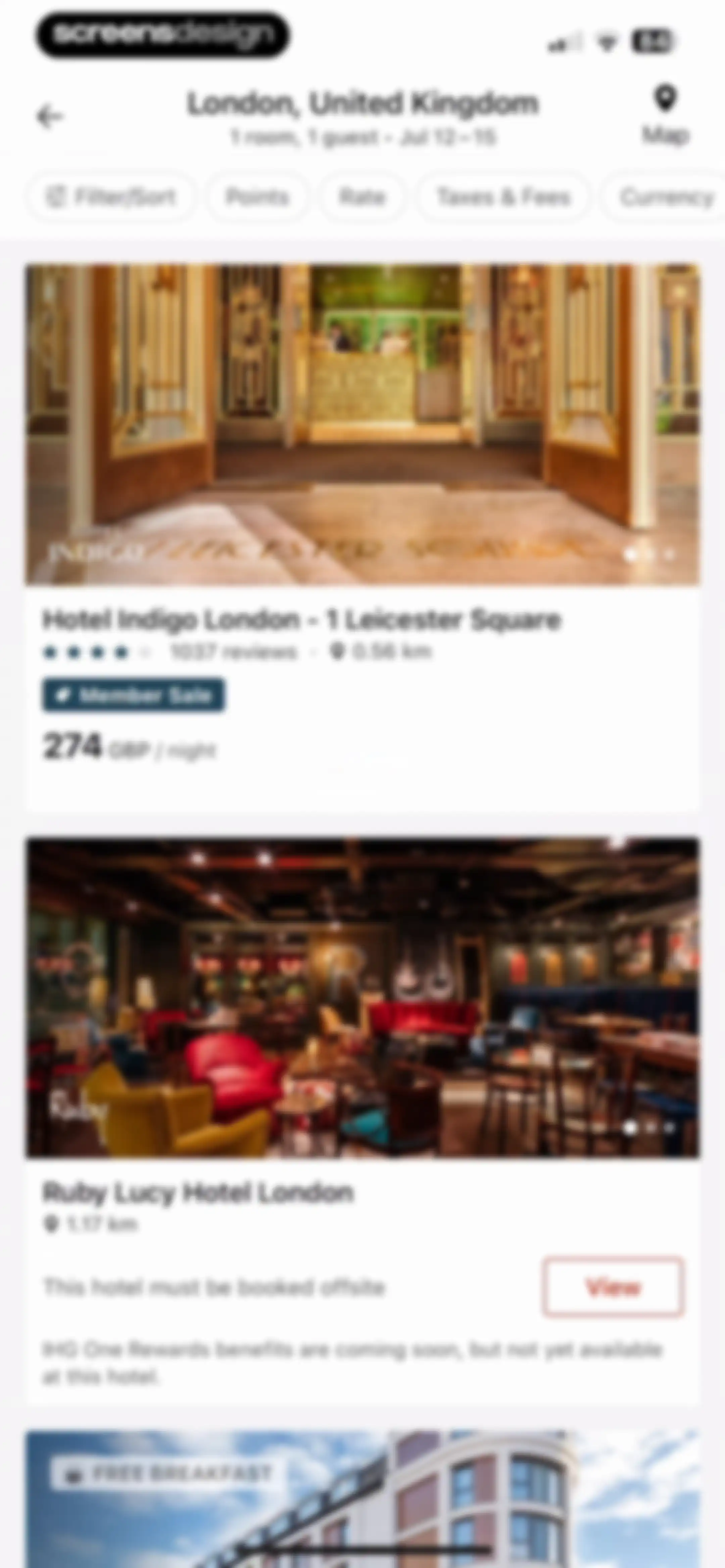 IHG One Rewards: Book Hotels screen 106