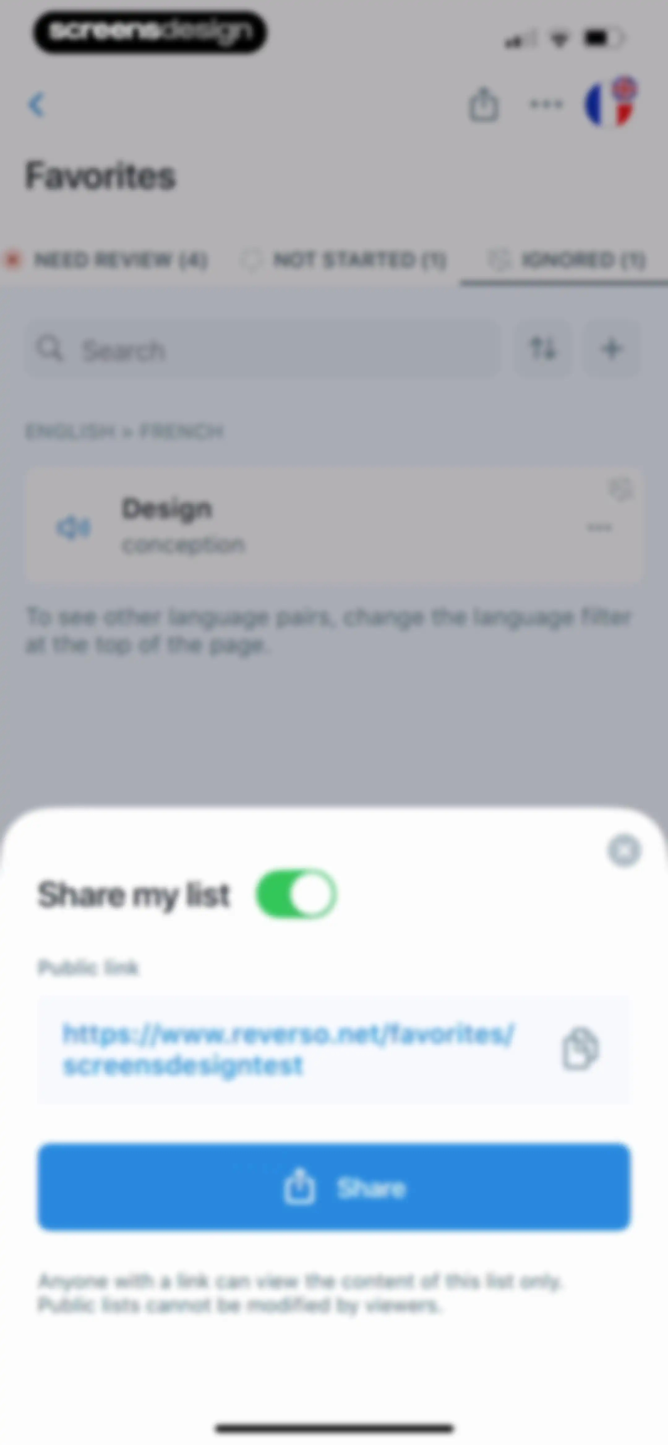 Reverso translate and learn screen 83