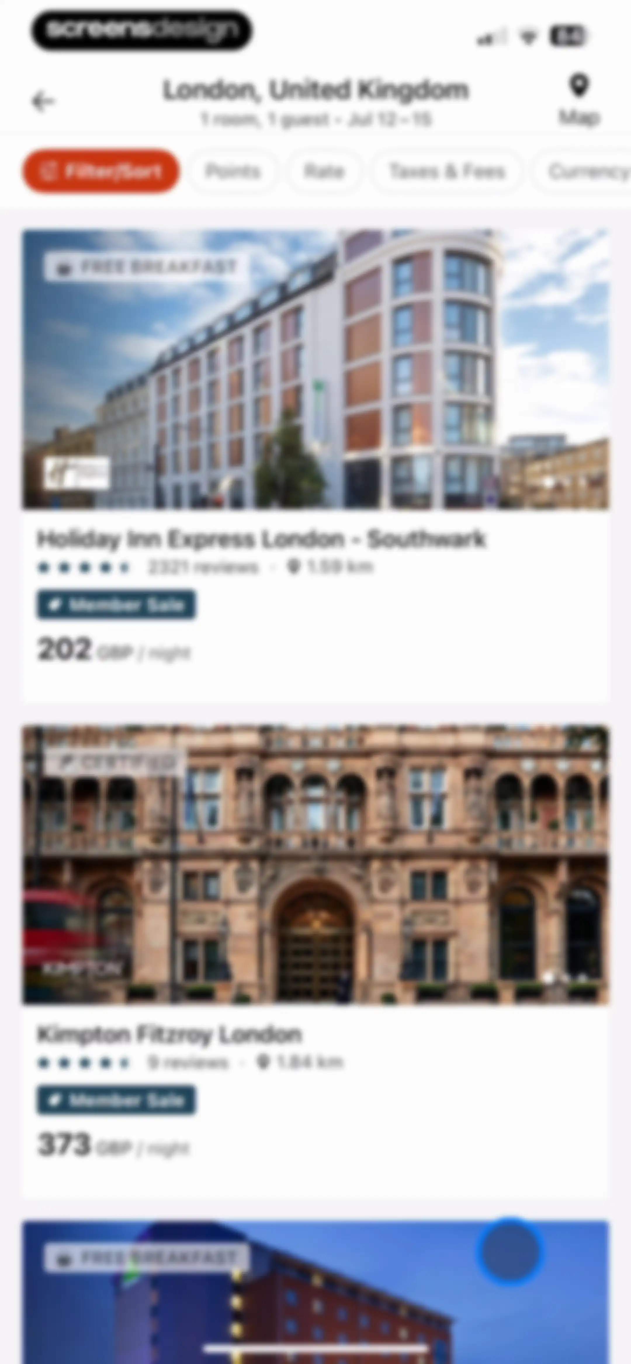 IHG One Rewards: Book Hotels screen 109