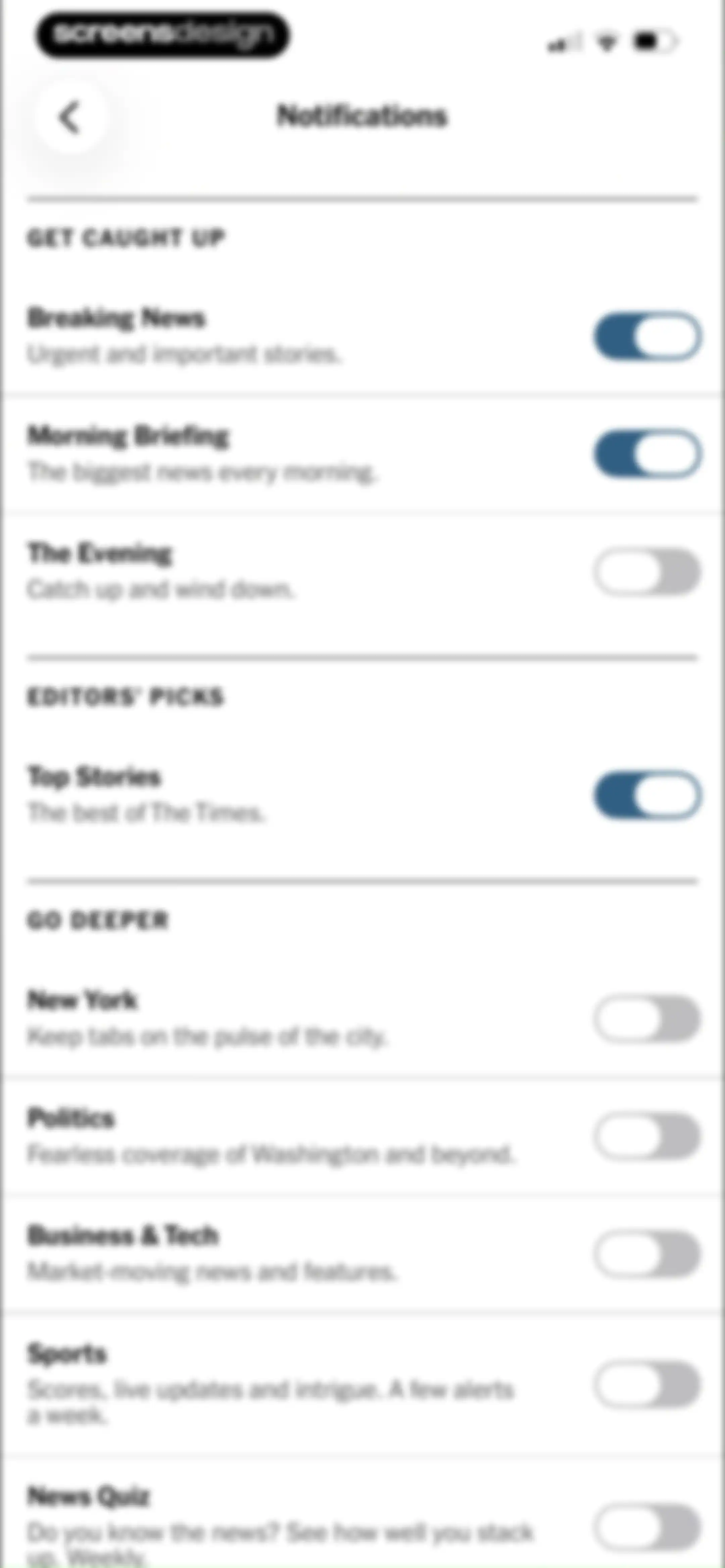 NYTimes: US and Global News screen 96