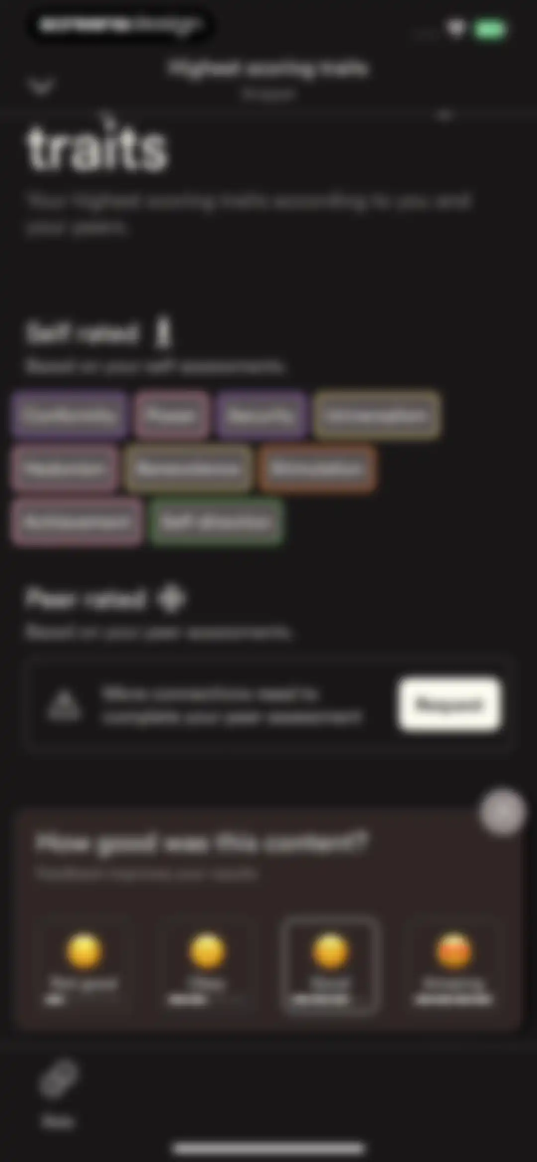 Dimensional: Personality Test screen 150