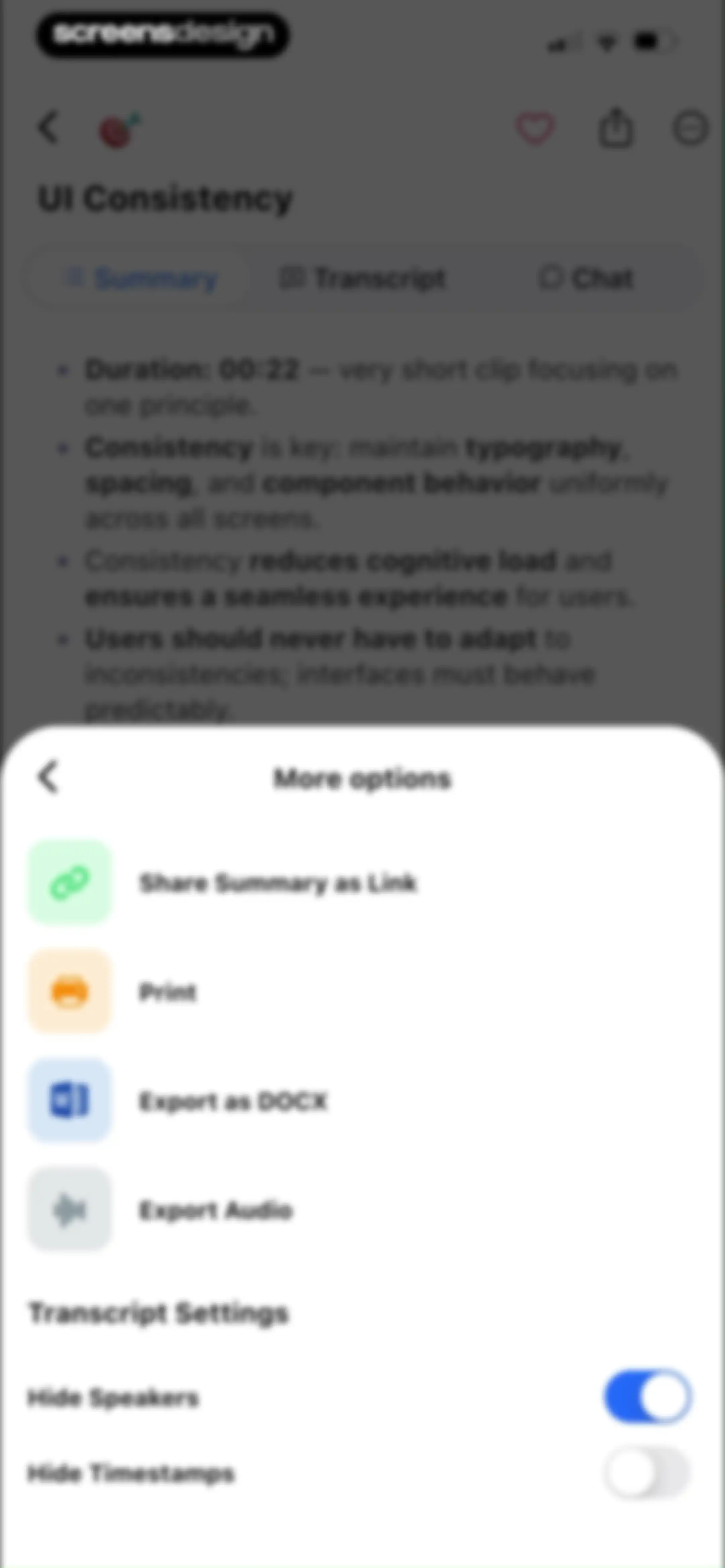 Summary - AI Note Taker screen 39