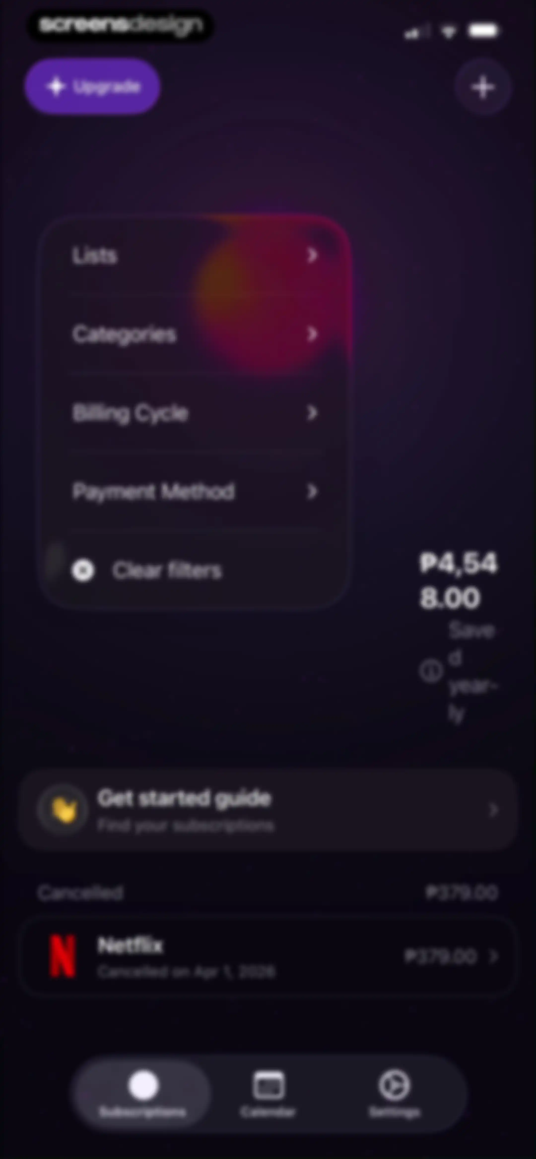 Subscription Manager: Orbit screen 31