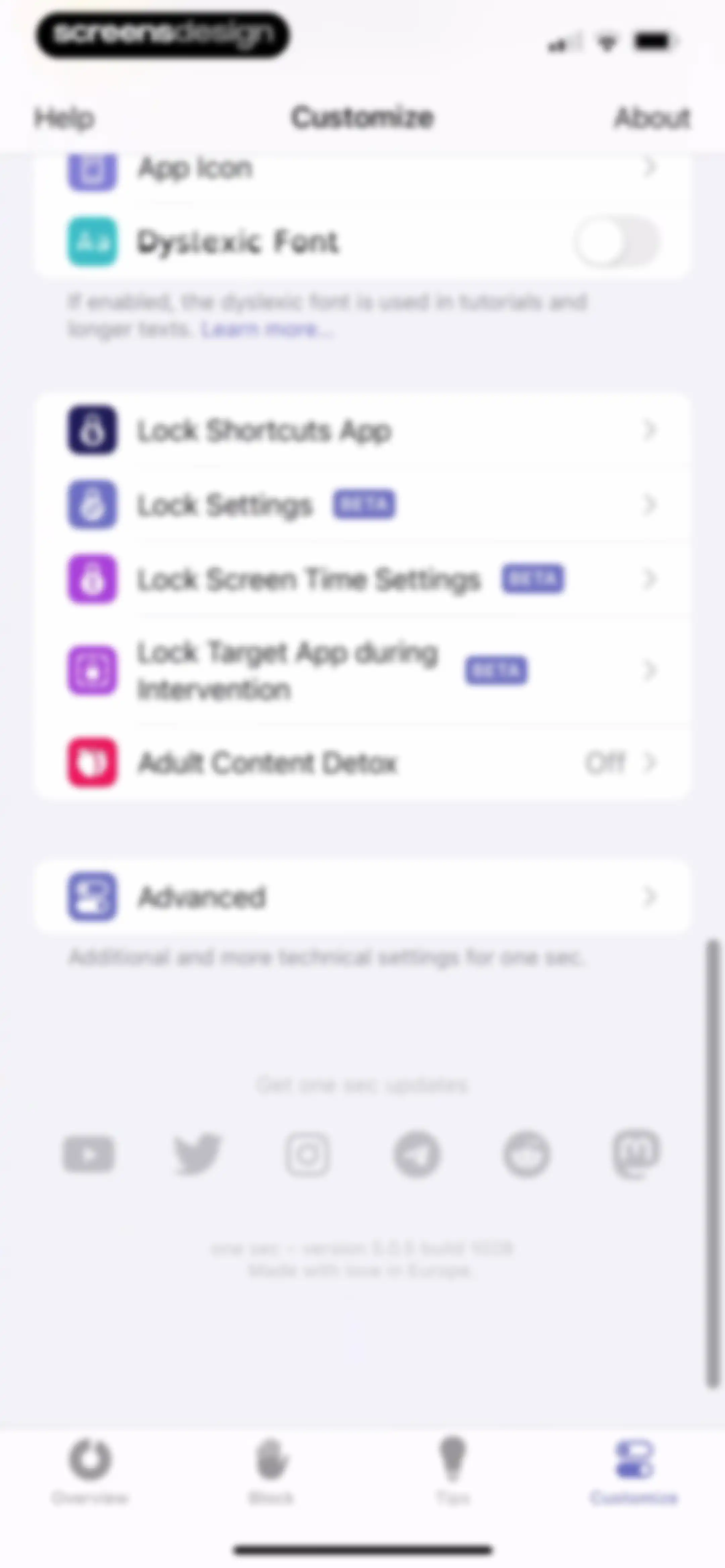 one sec | screen time + focus screen 112