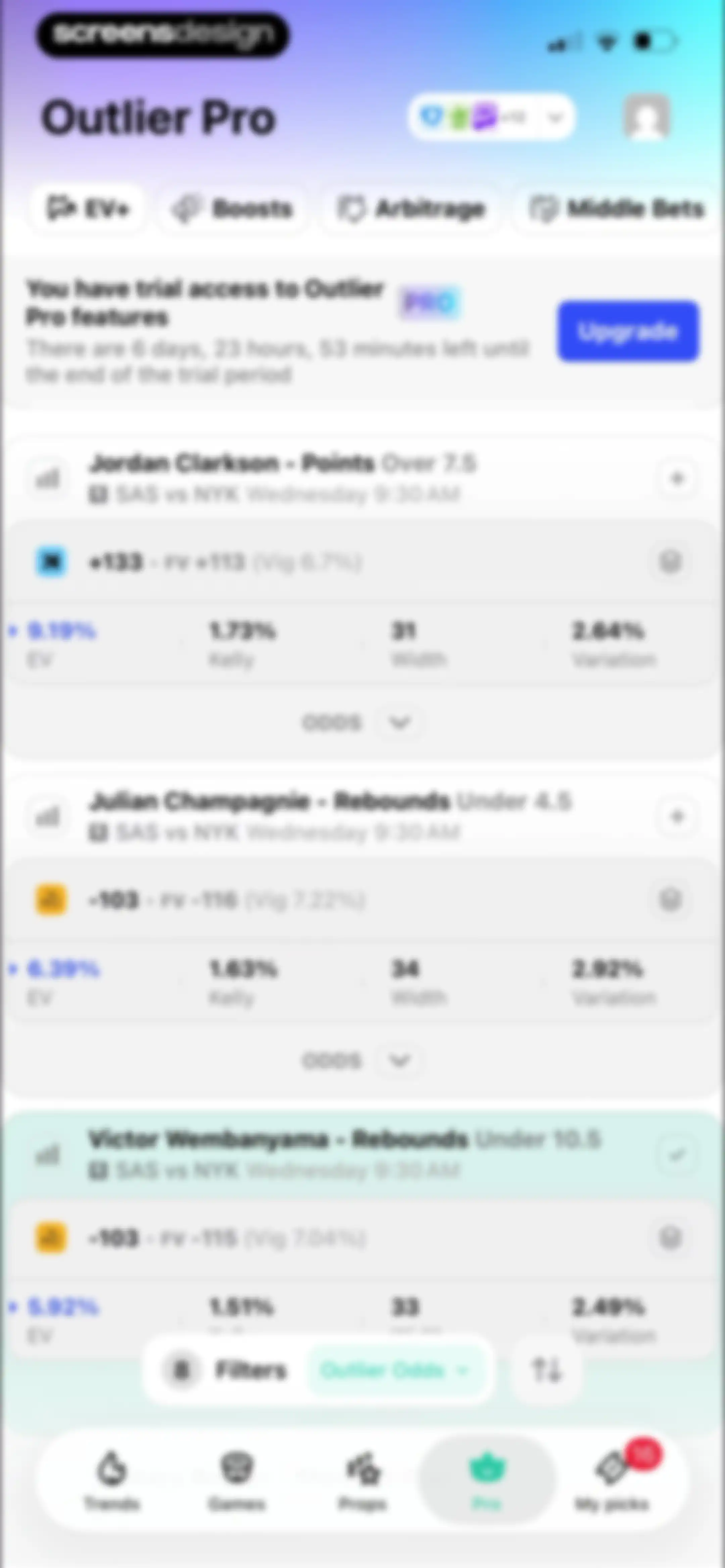 Outlier: Smart Sports Betting screen 89