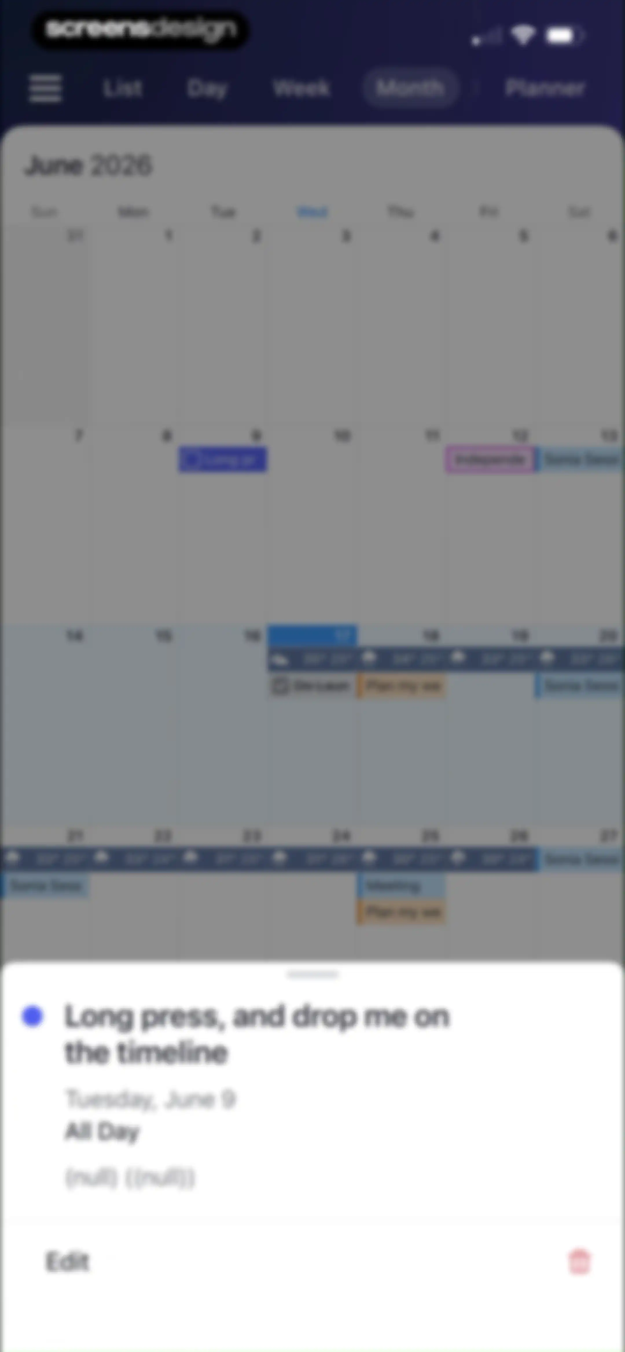 Calendars: Schedule Planner screen 59