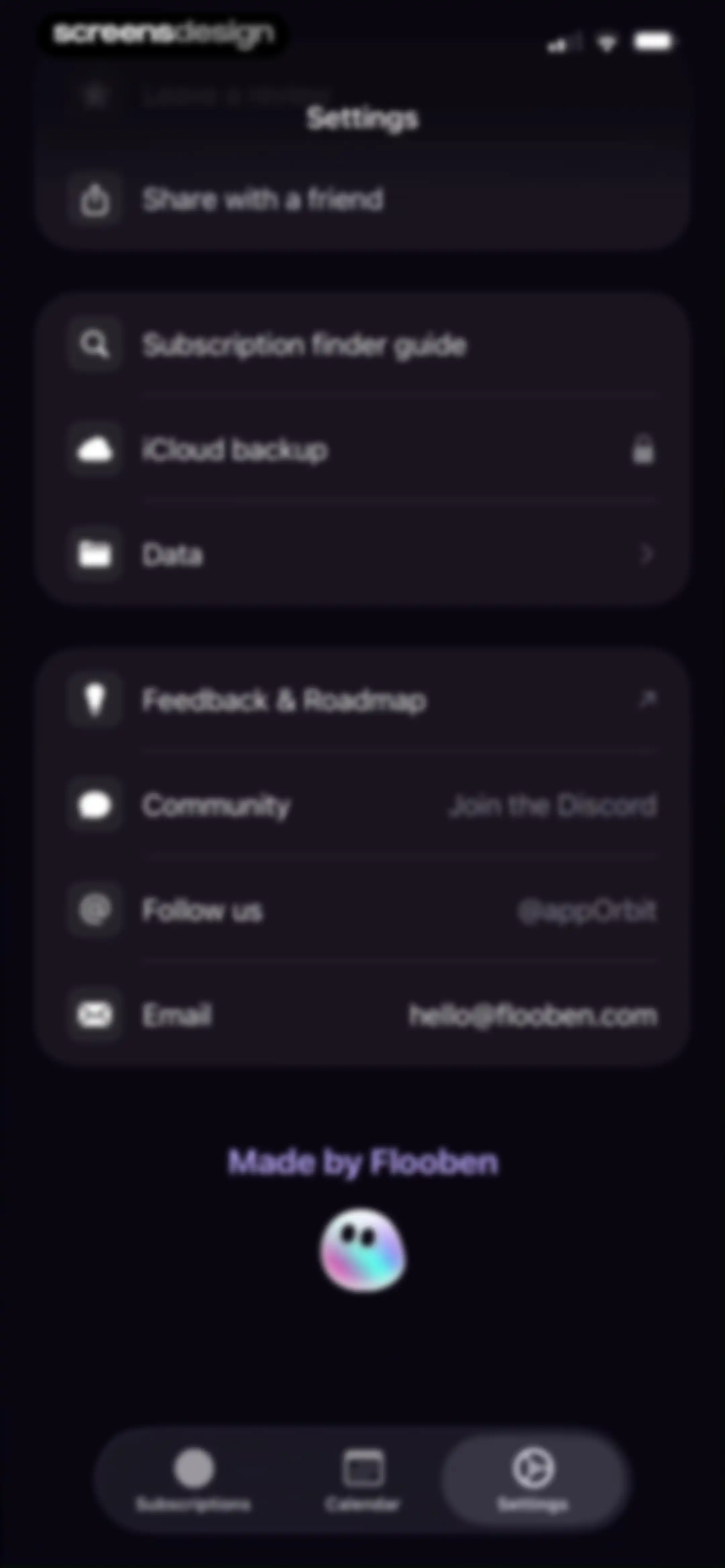 Subscription Manager: Orbit screen 58