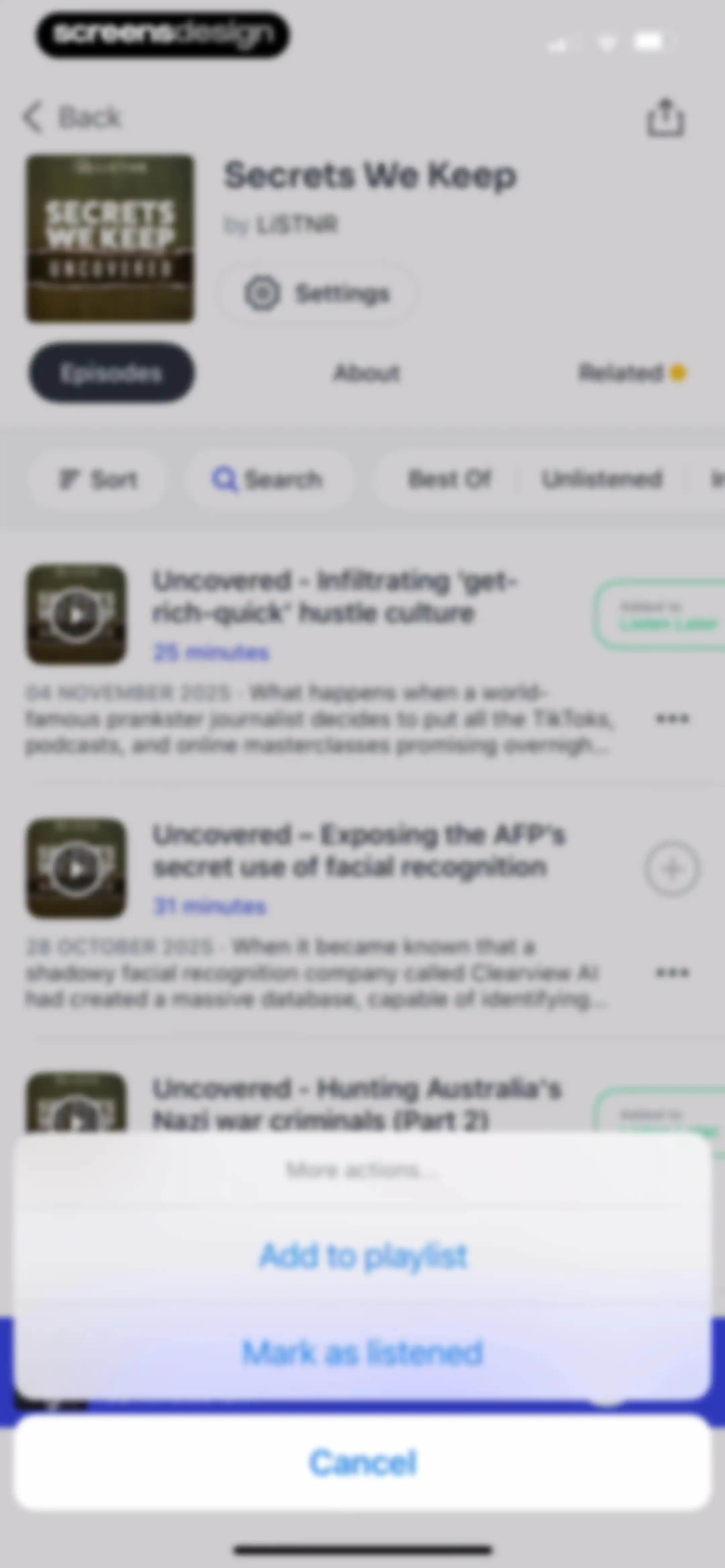 Podcast App screen 34