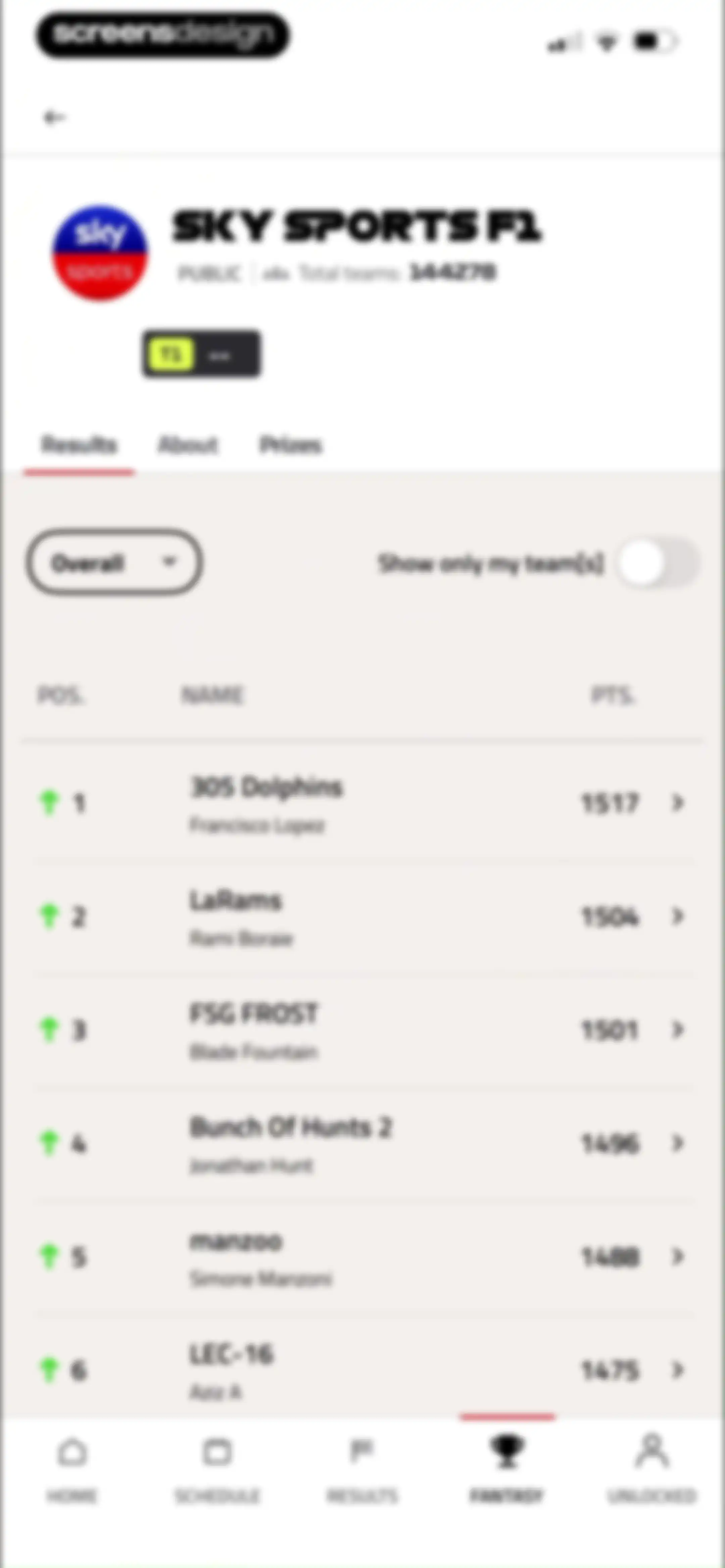 Formula 1® screen 102