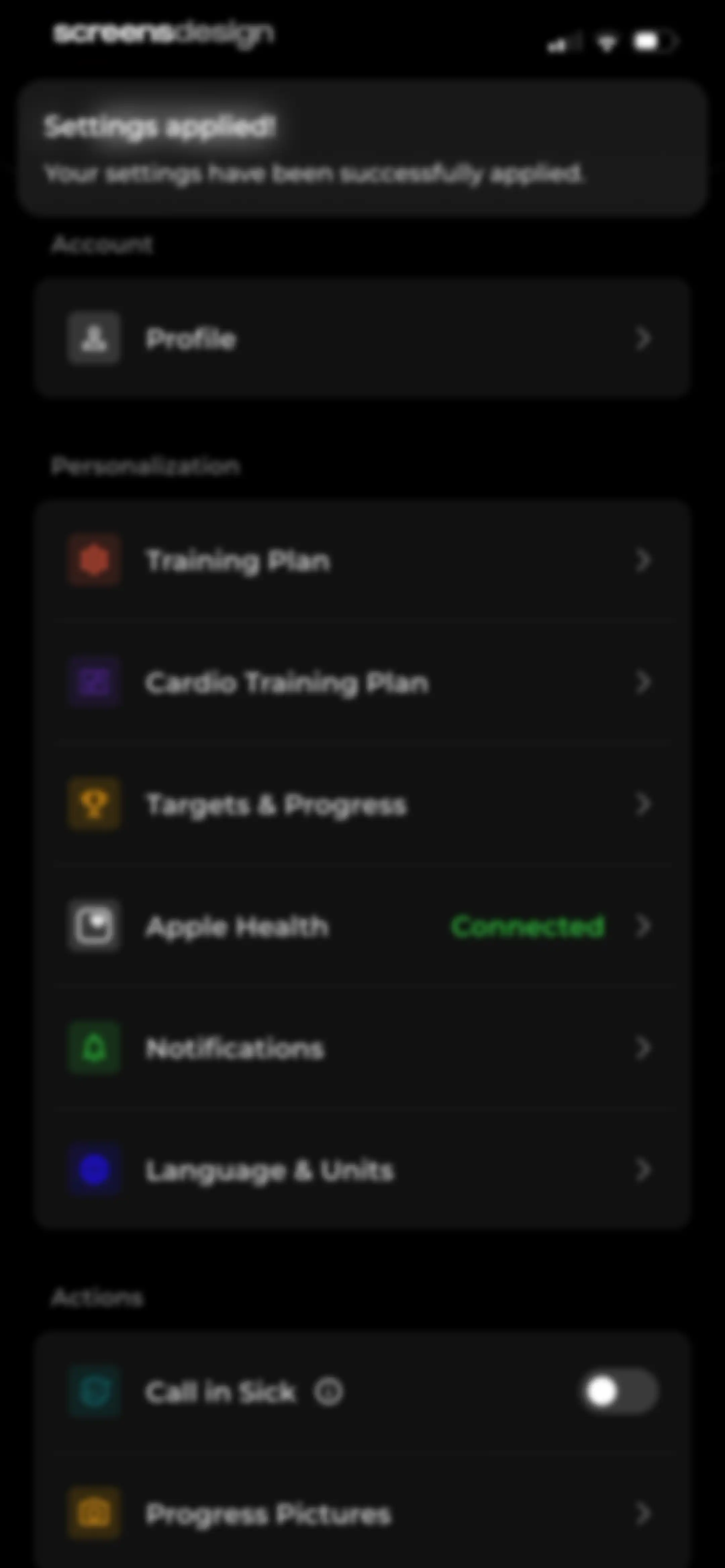 MCI - Personal Training AI screen 198