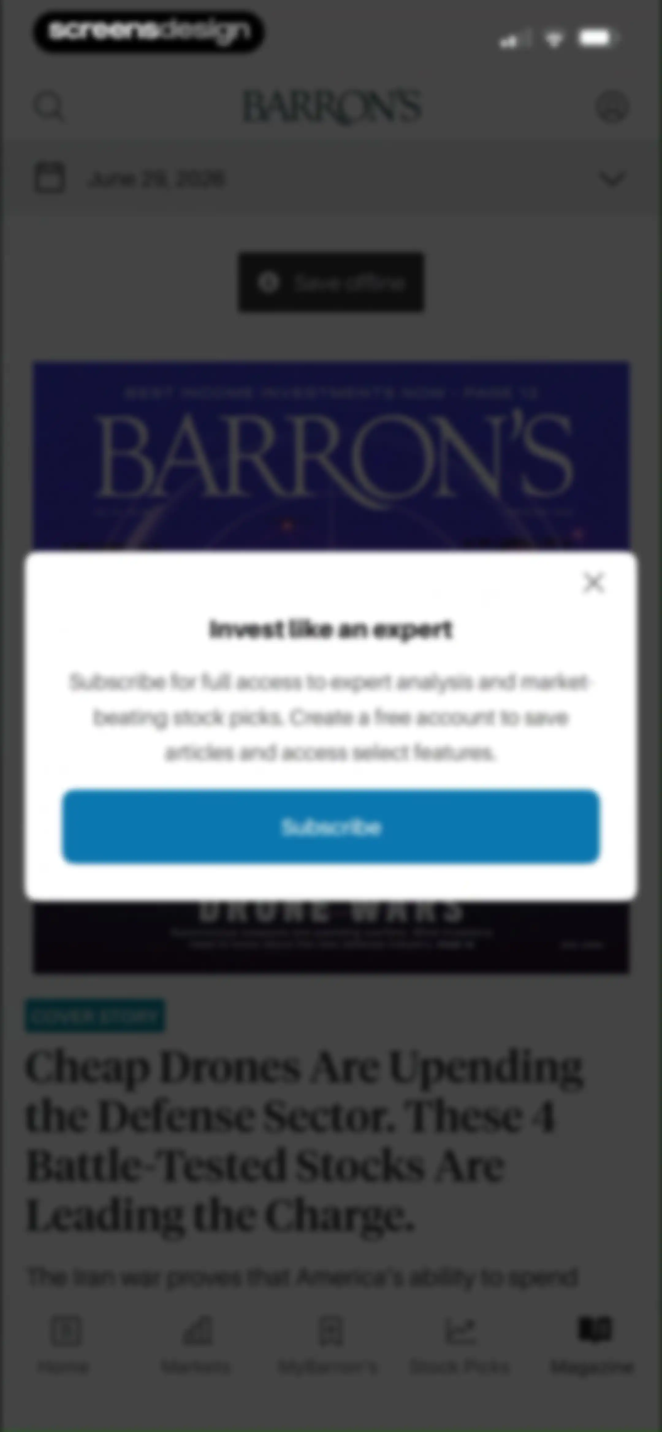Barron’s - Investing Insights screen 68
