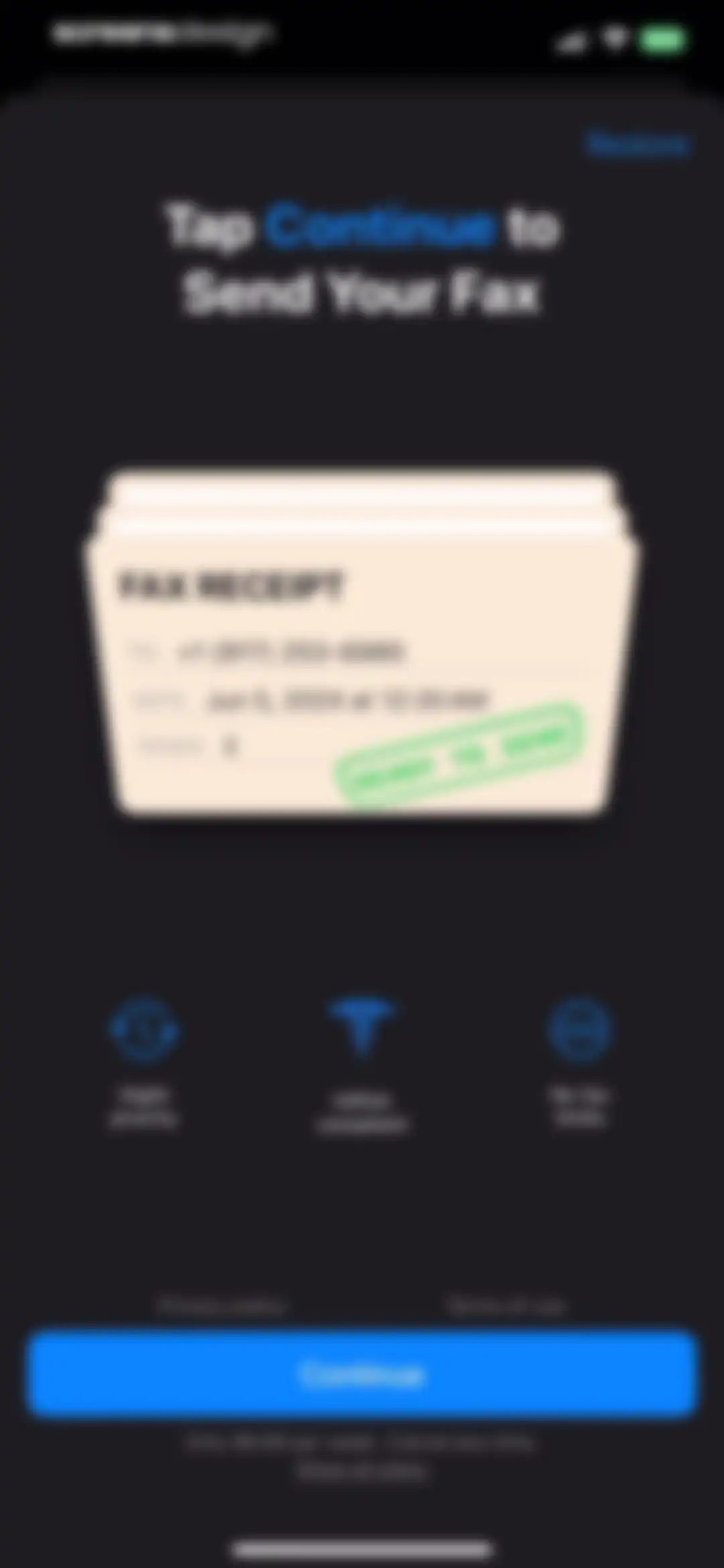 FAX from iPhone - Send Doc screen 30