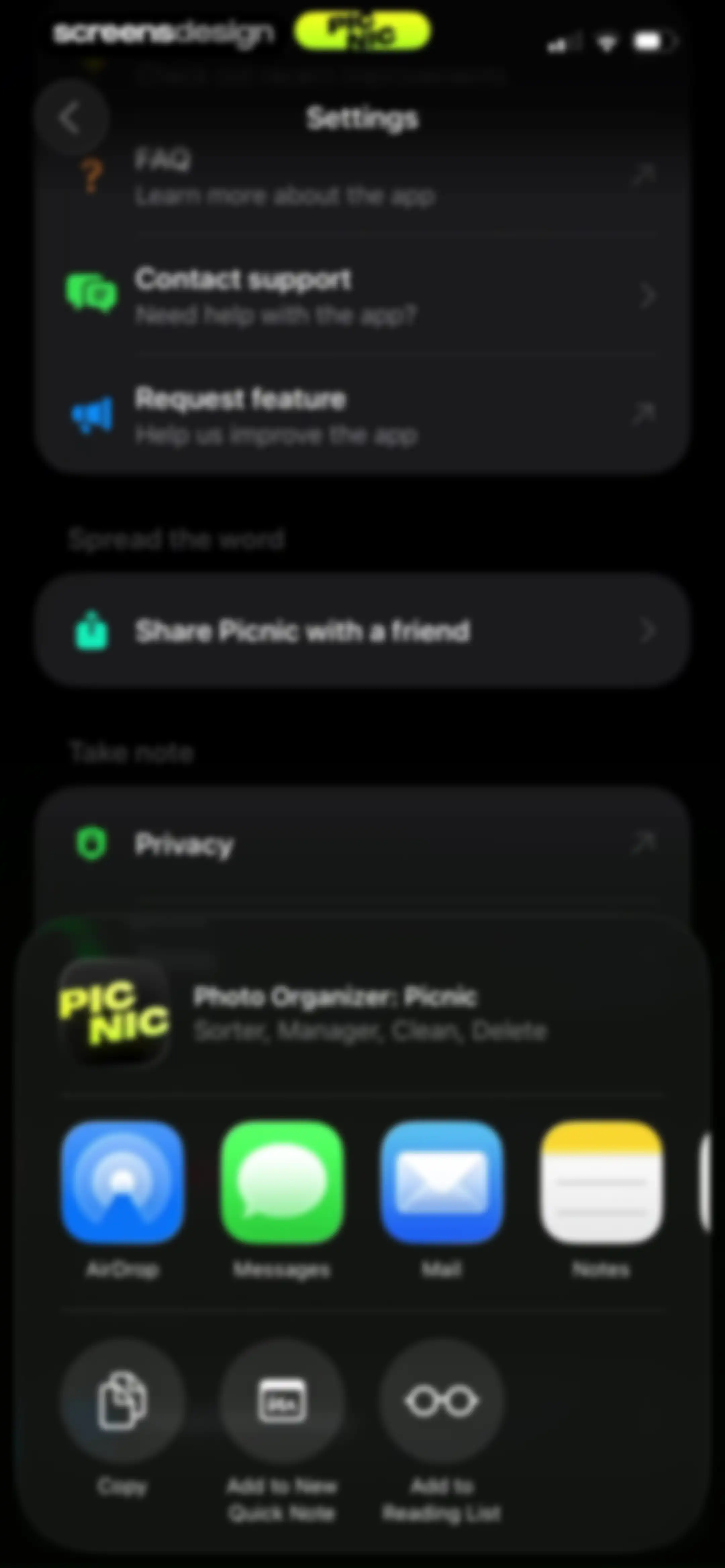 Photo Organizer: Picnic screen 70