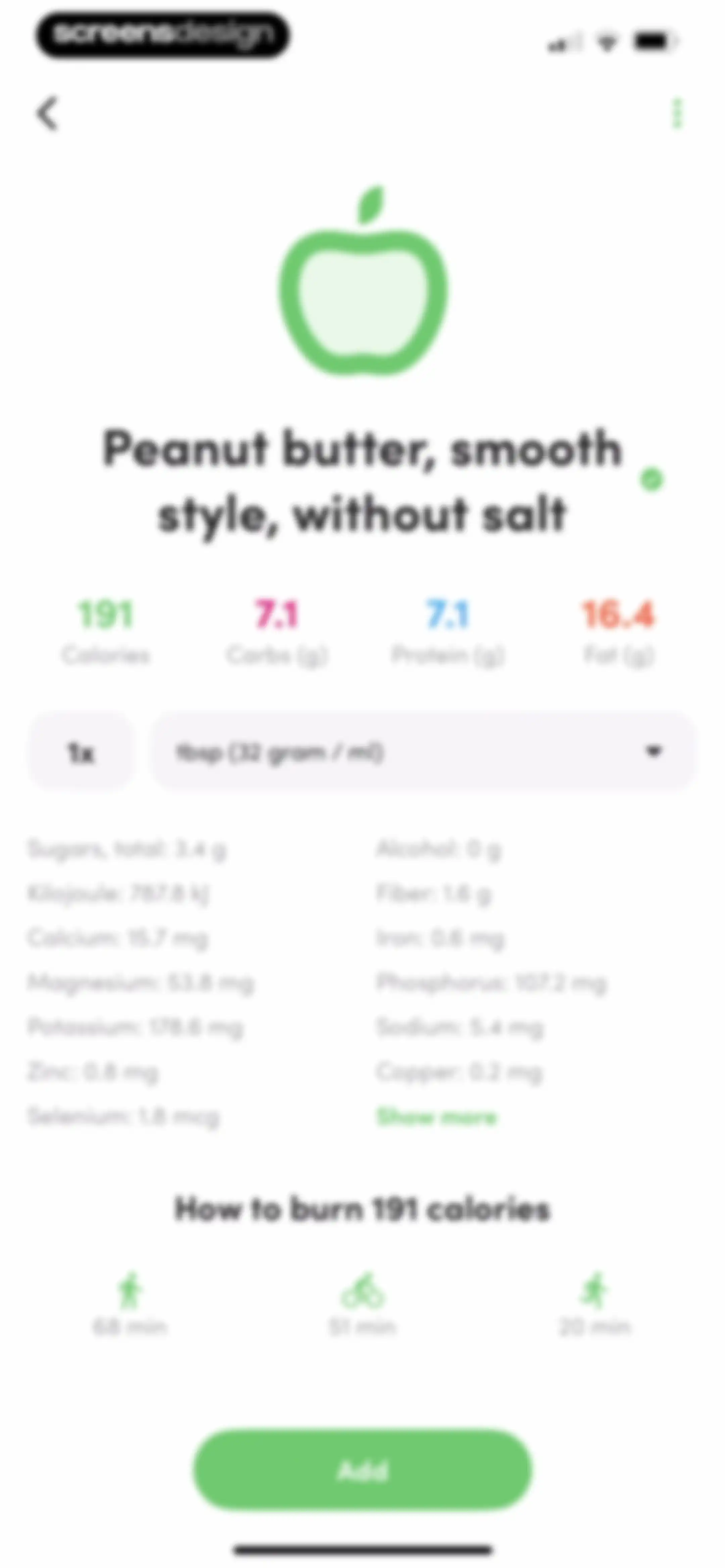 Calories and nutrition tracker screen 55