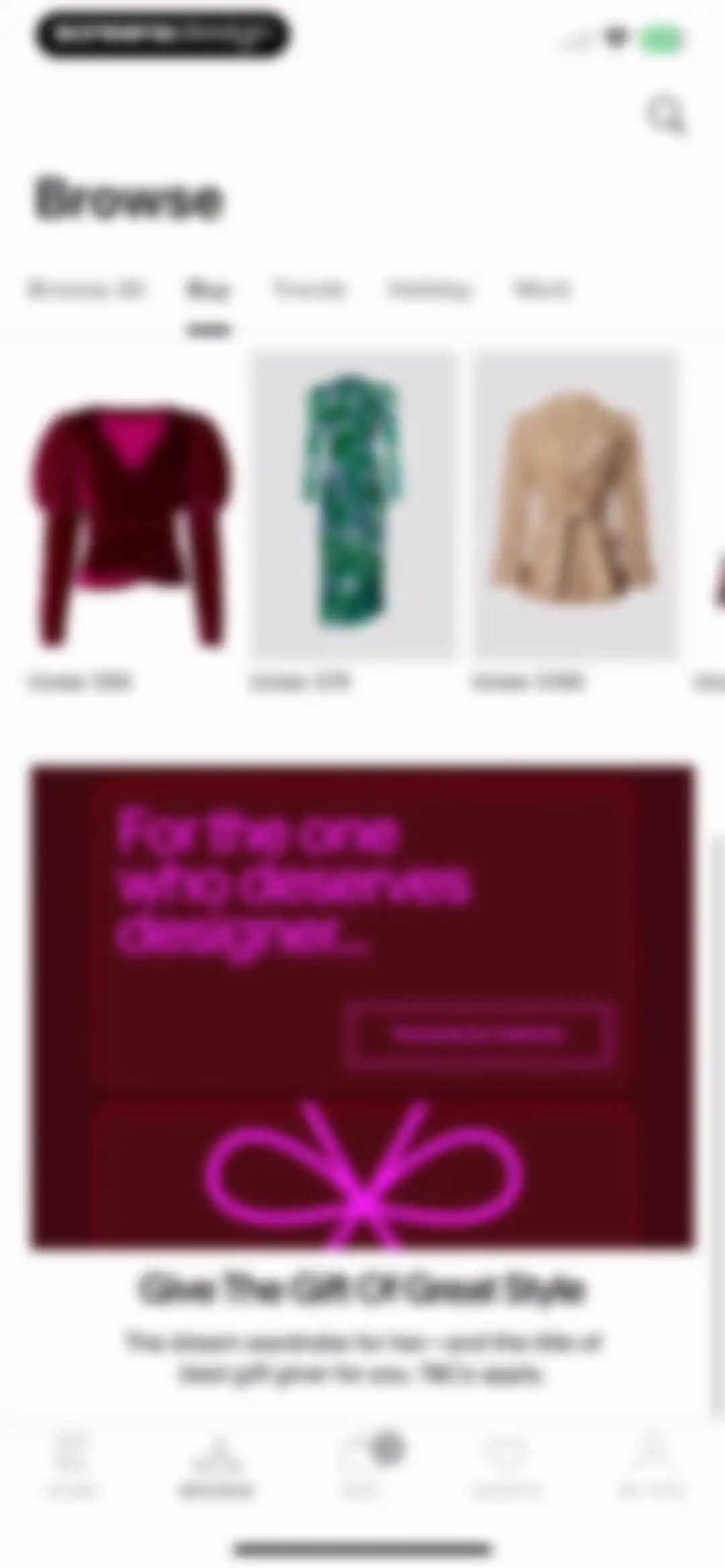 Rent the Runway (RTR) screen 70