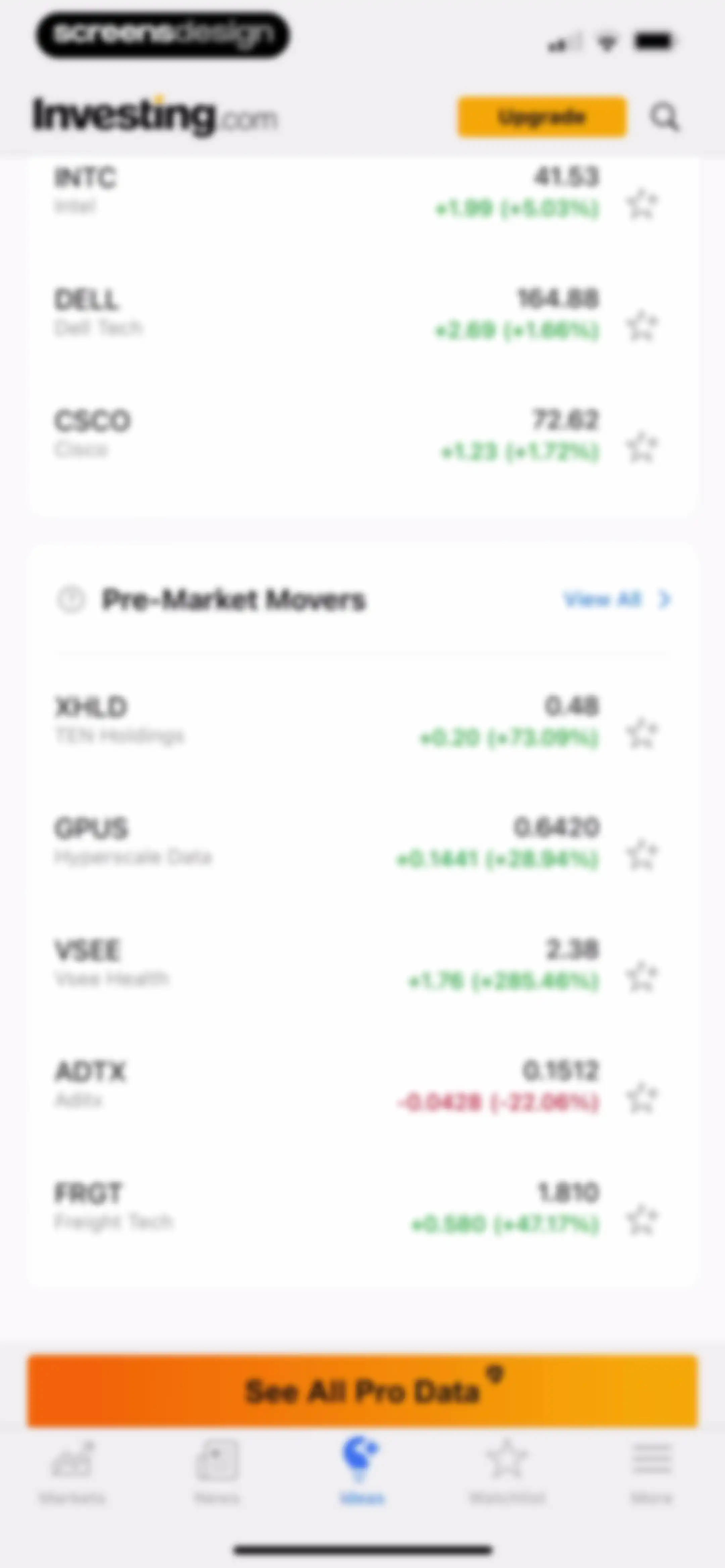 Investing.com: Stock Market screen 111