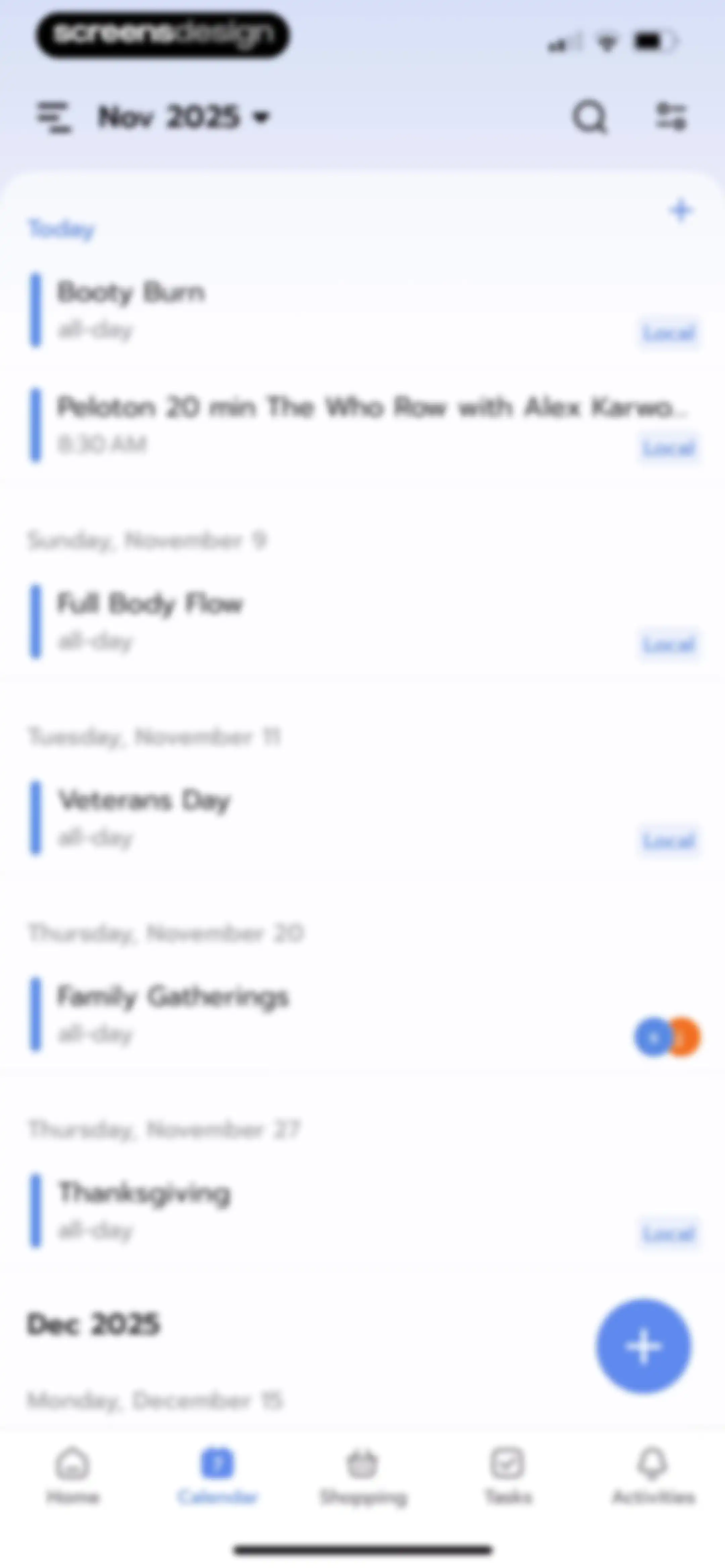 Shared Family Calendar: FamCal screen 55