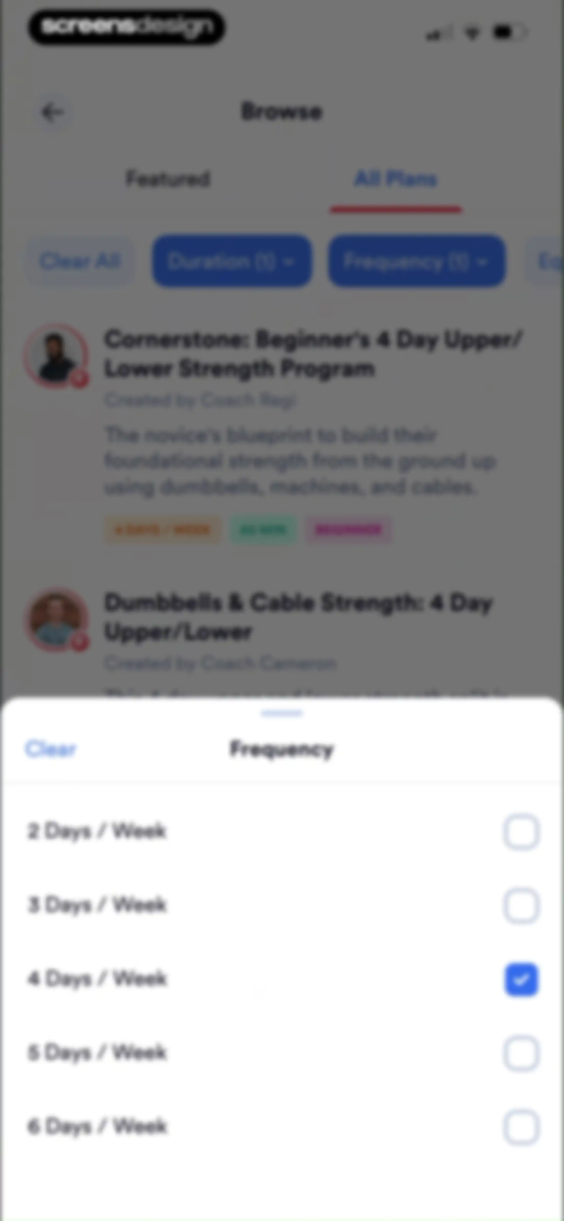Caliber: Strength Training screen 131
