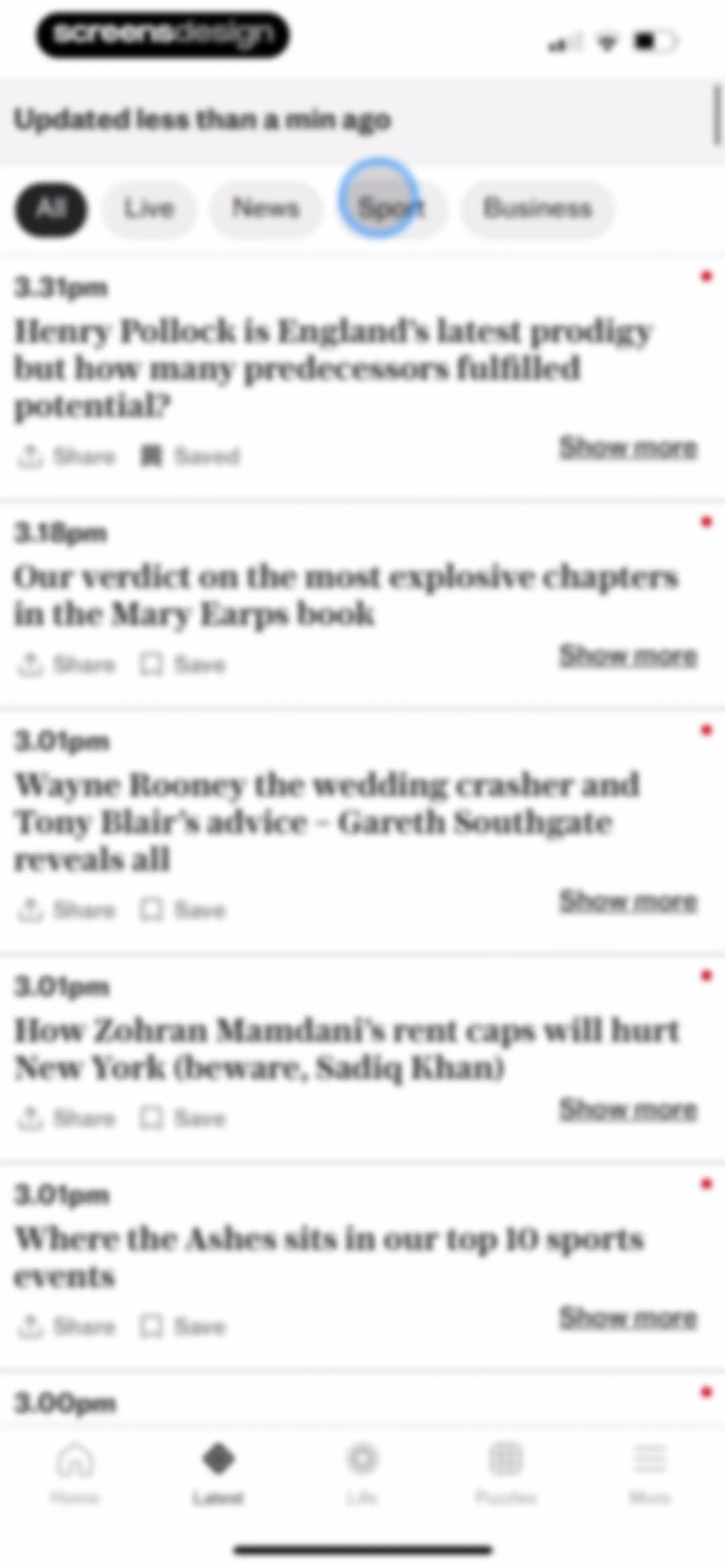 The Telegraph: UK & World News screen 45