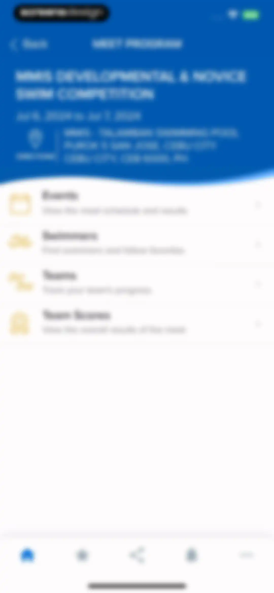 Meet Mobile: Swim screen 6