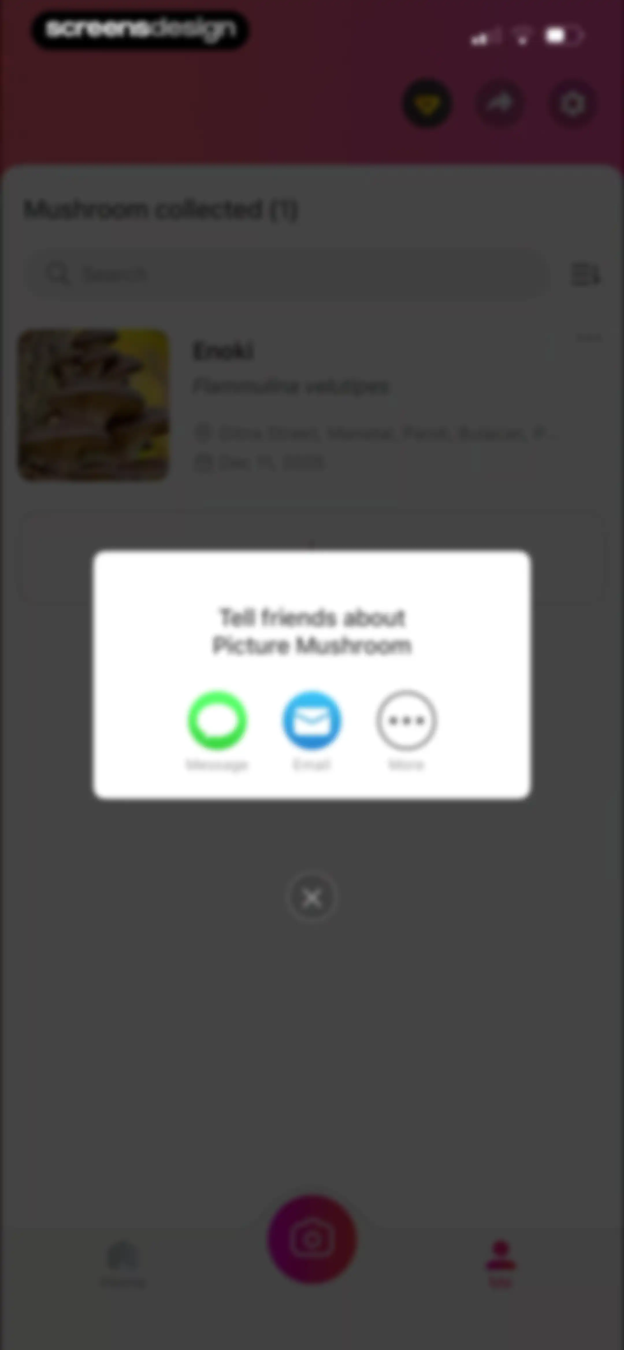 Picture Mushroom: Identifier screen 108