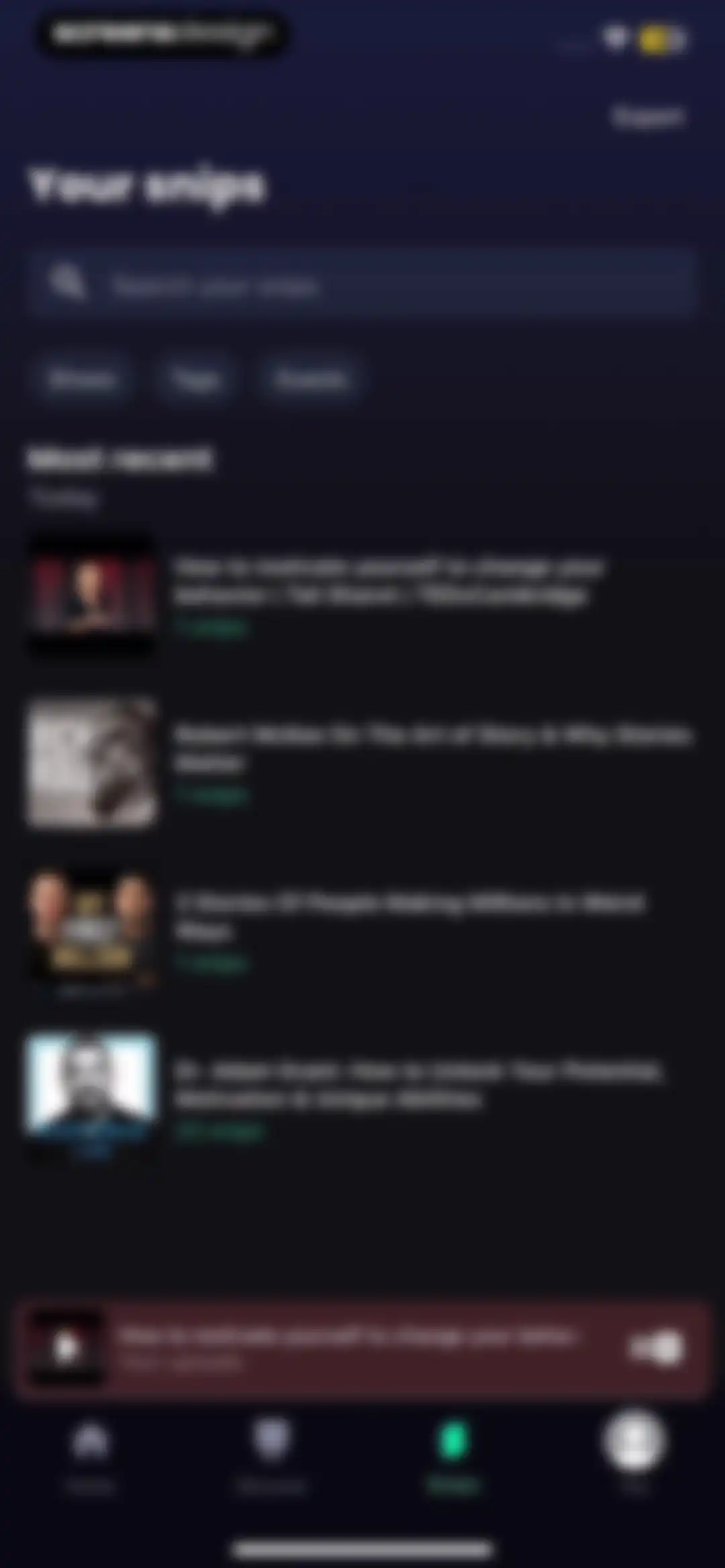Snipd | AI Podcast Player screen 139