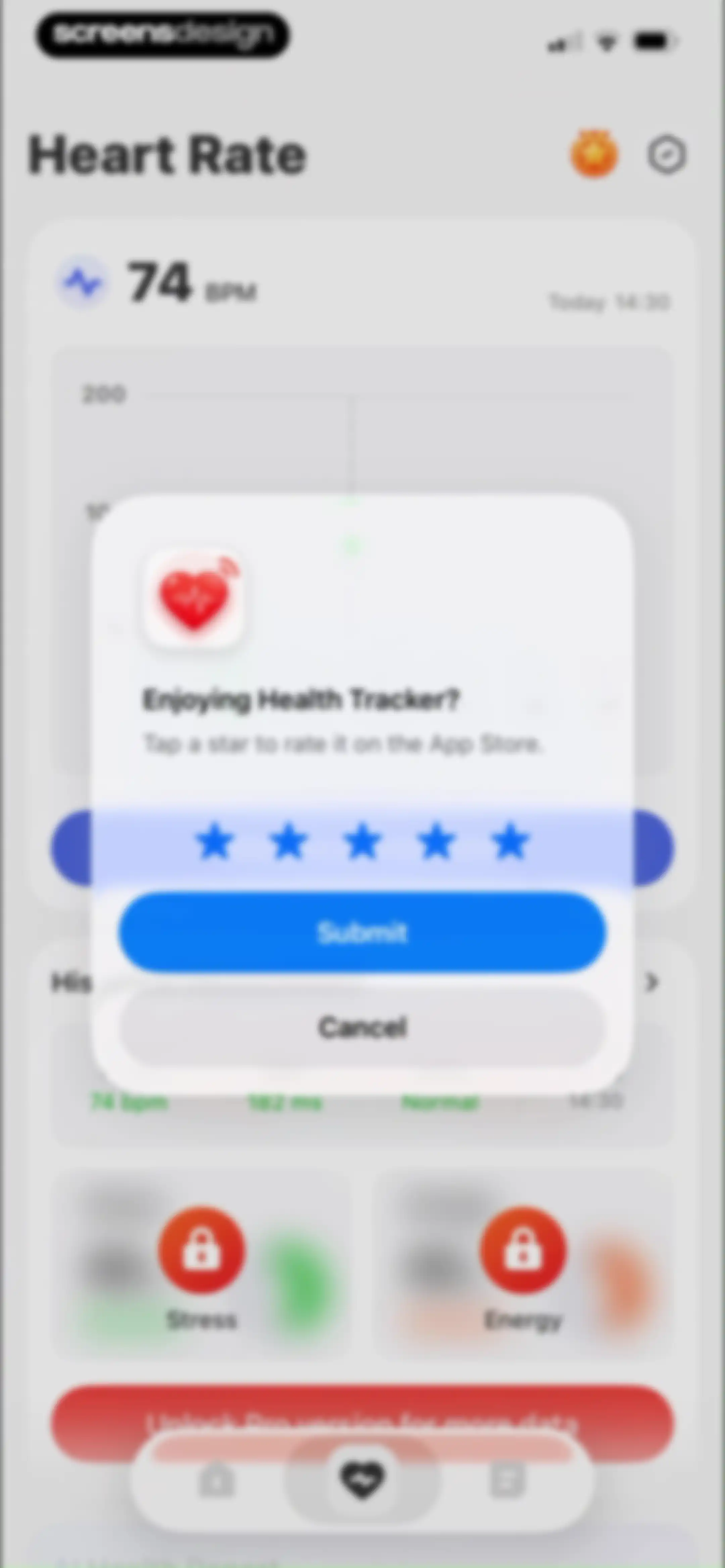 Health Tracker- HeartRate & BP screen 30