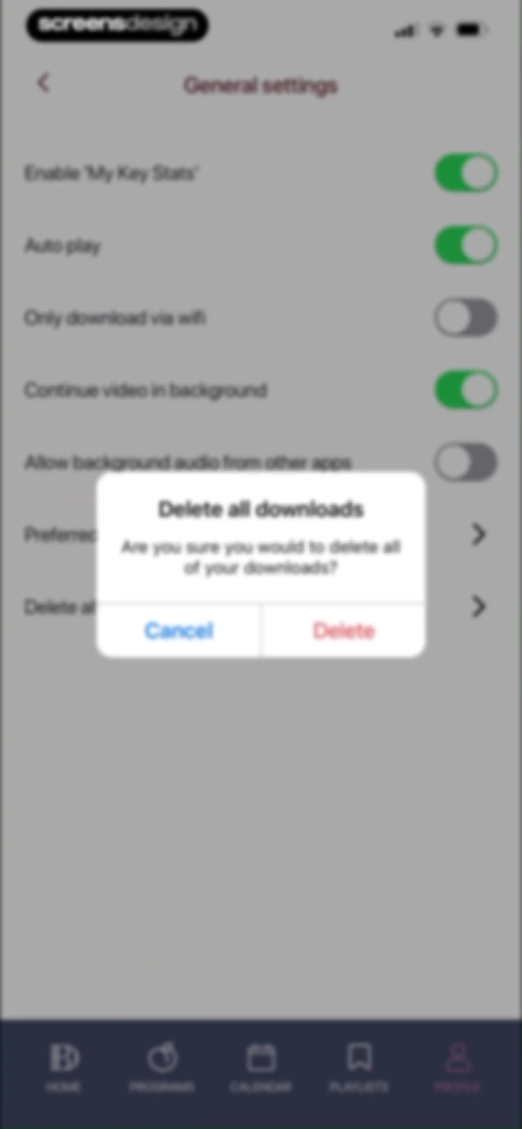 Barre Definition screen 112