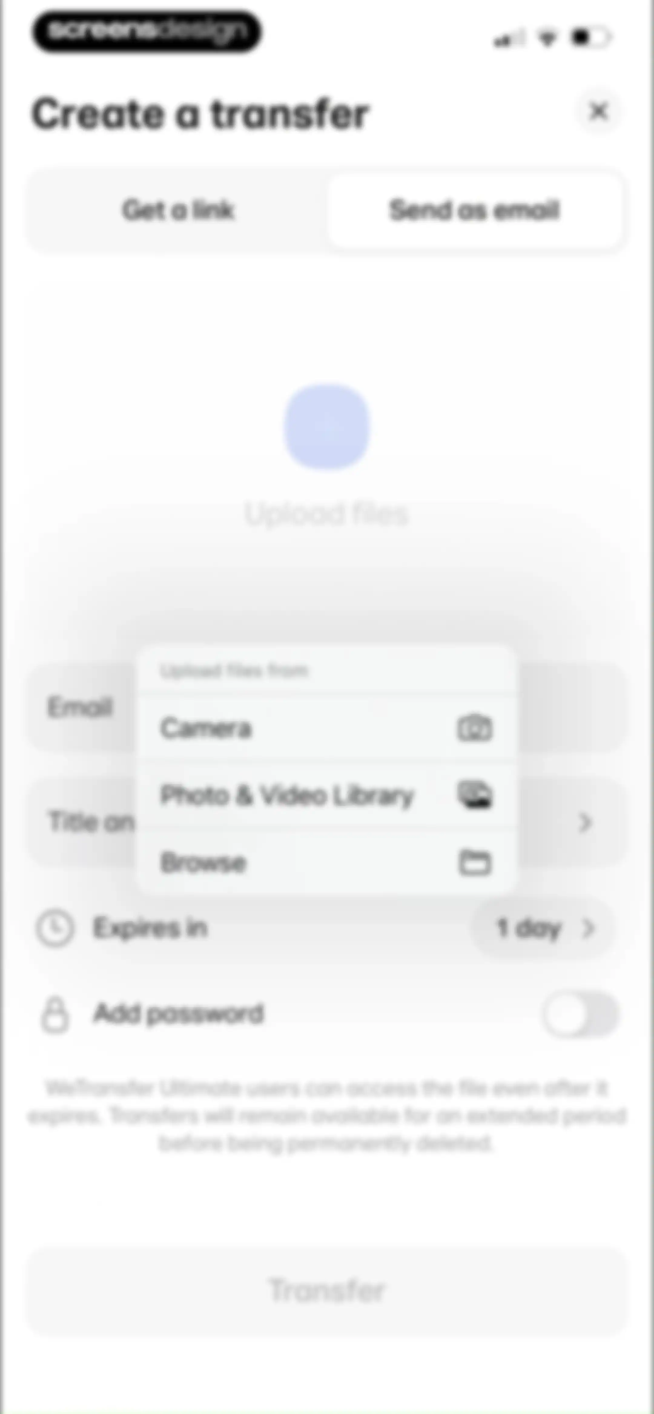 WeTransfer: Transfer Files screen 30