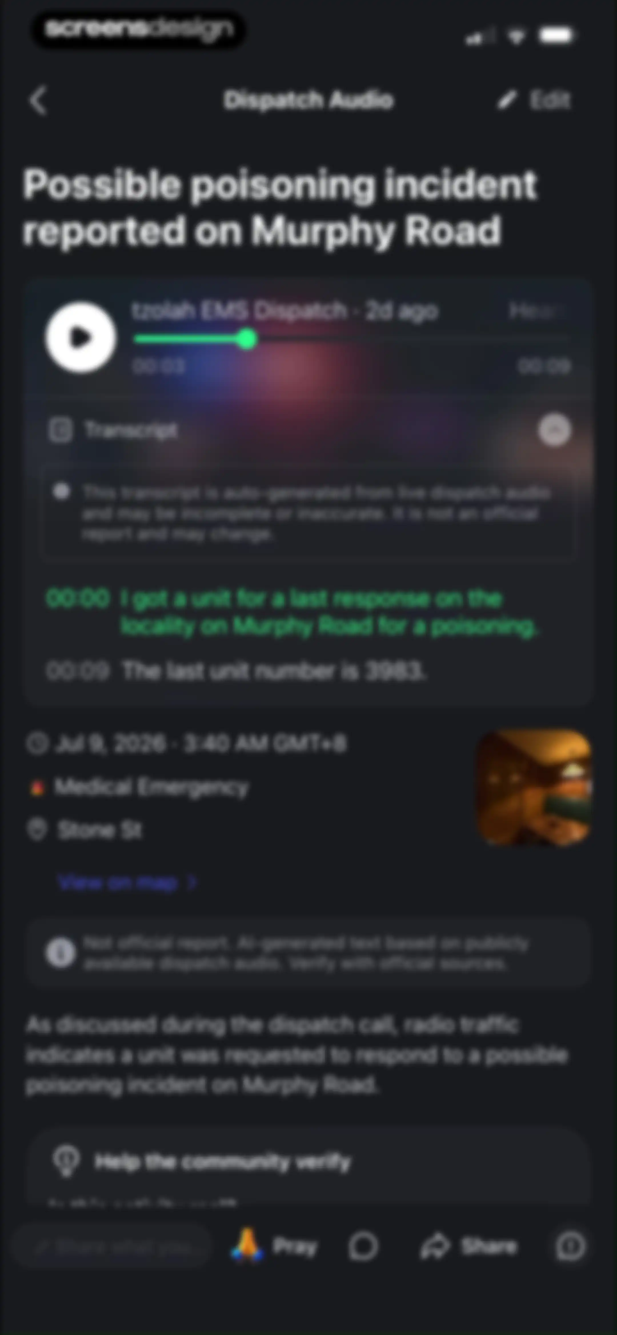 CrimeRadar Dispatch Audio screen 10