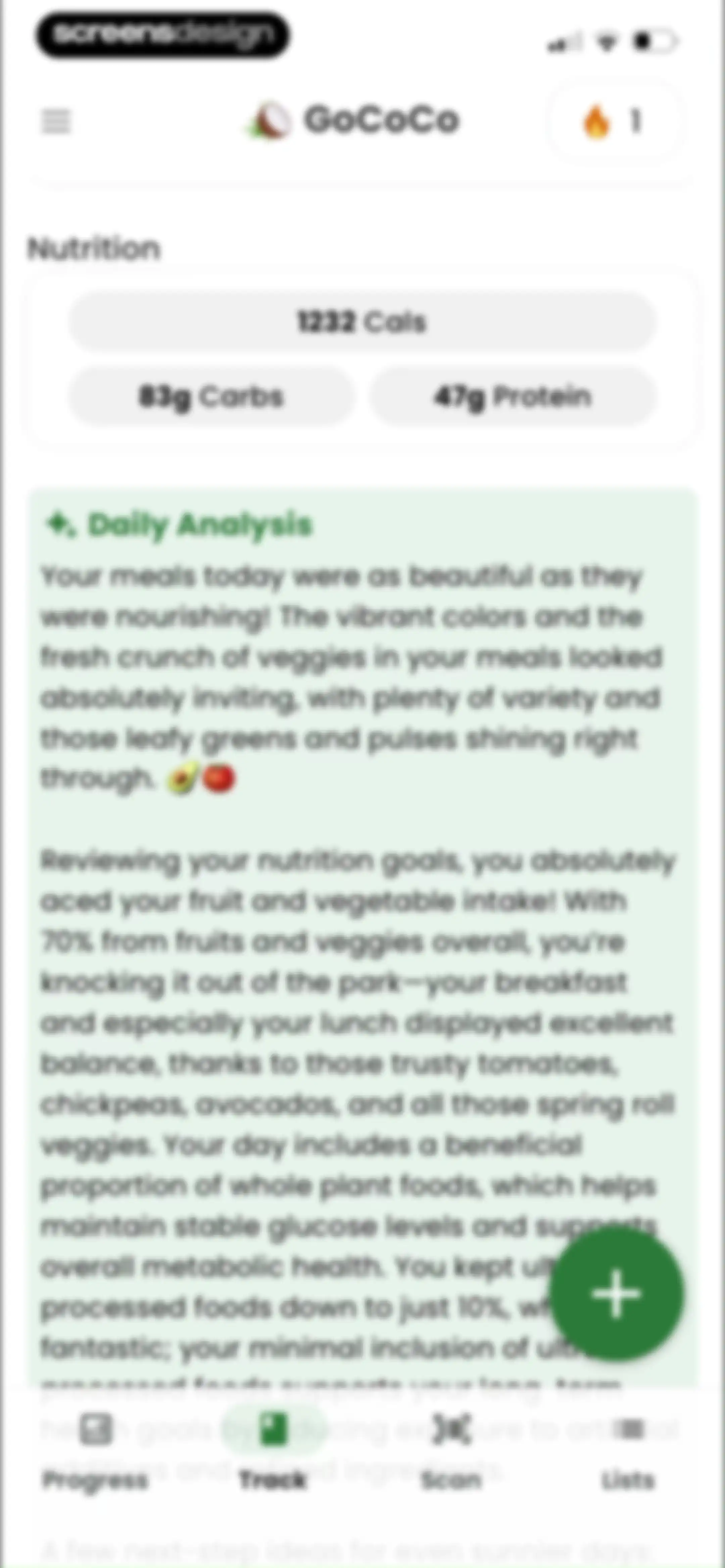 Diabetes food tracker - Gococo screen 99