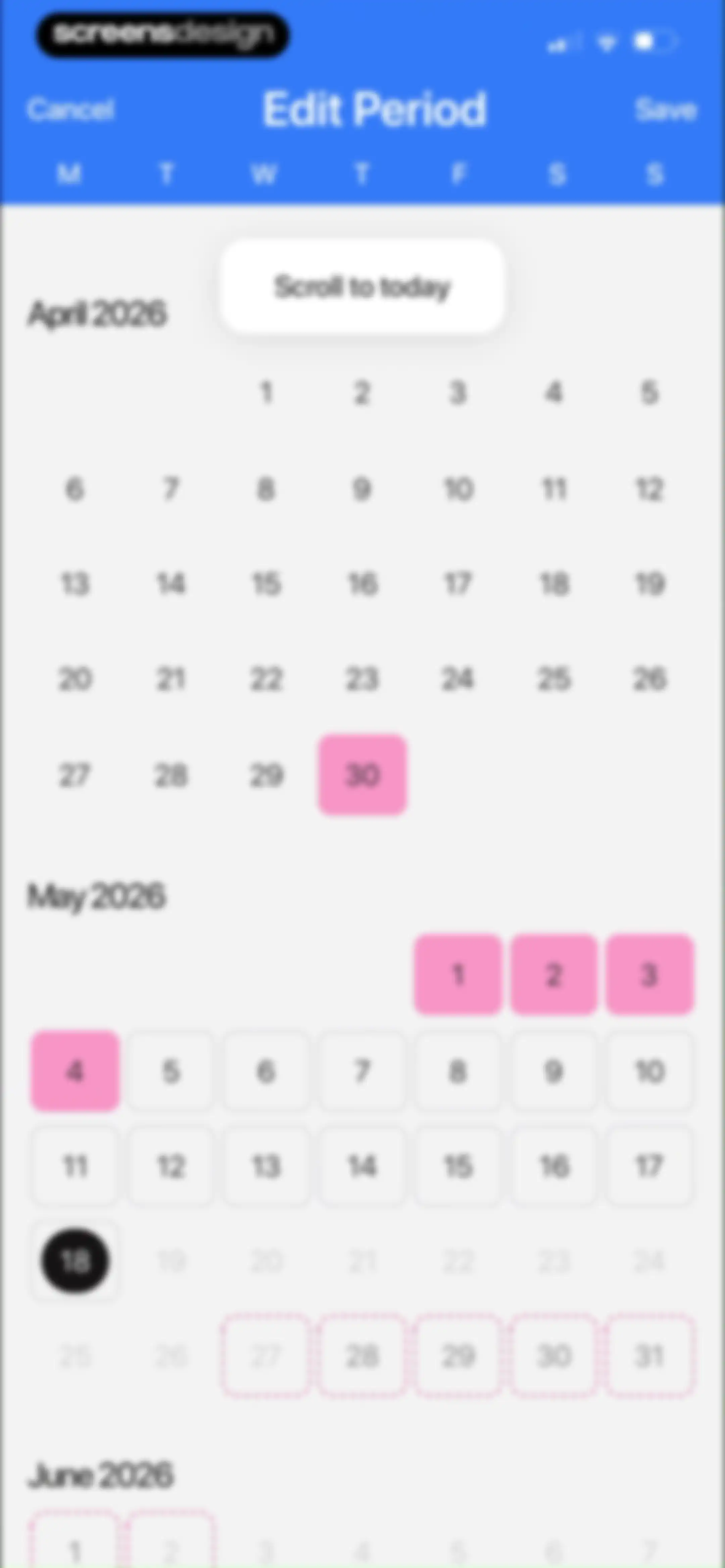 Harmony: Cycle Syncing, Period screen 107