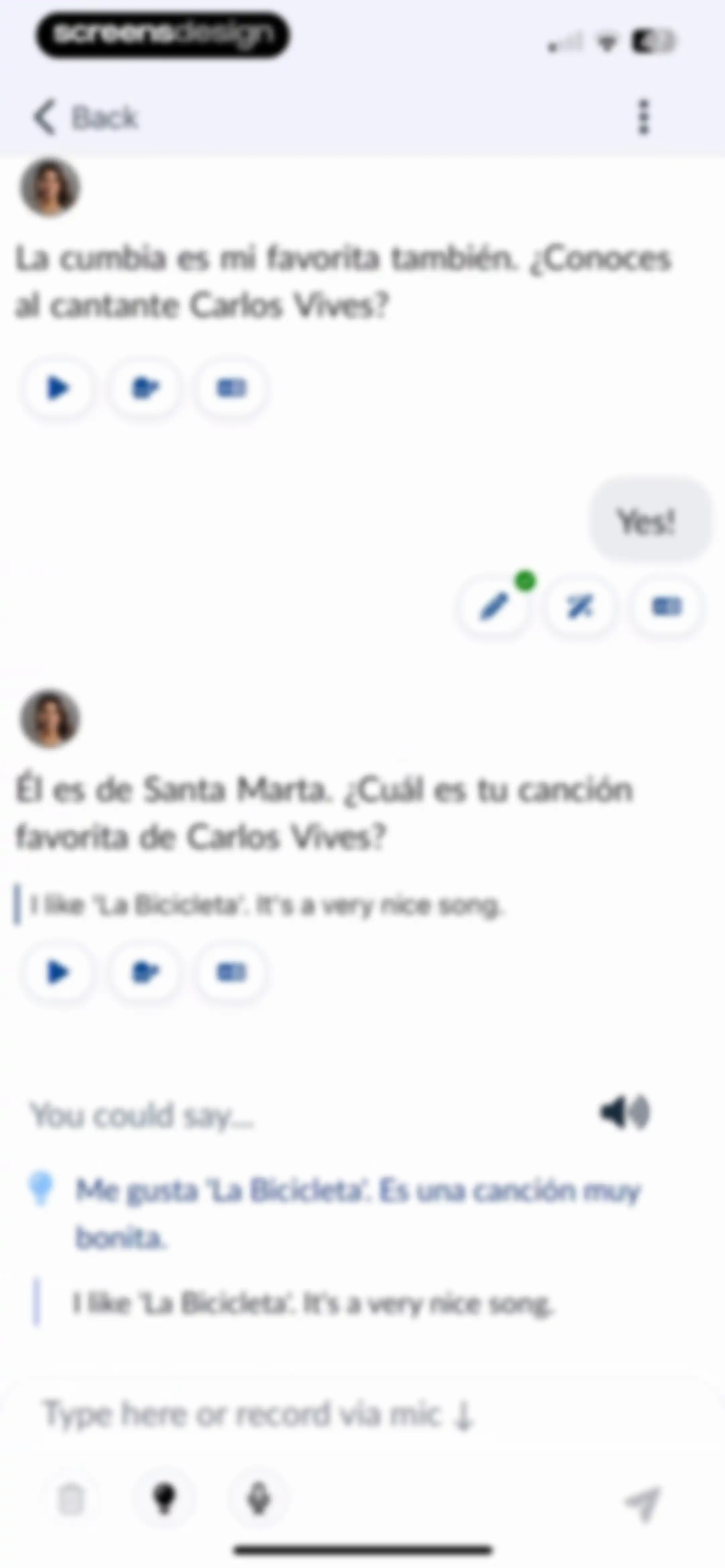 Langua: AI language learning screen 76
