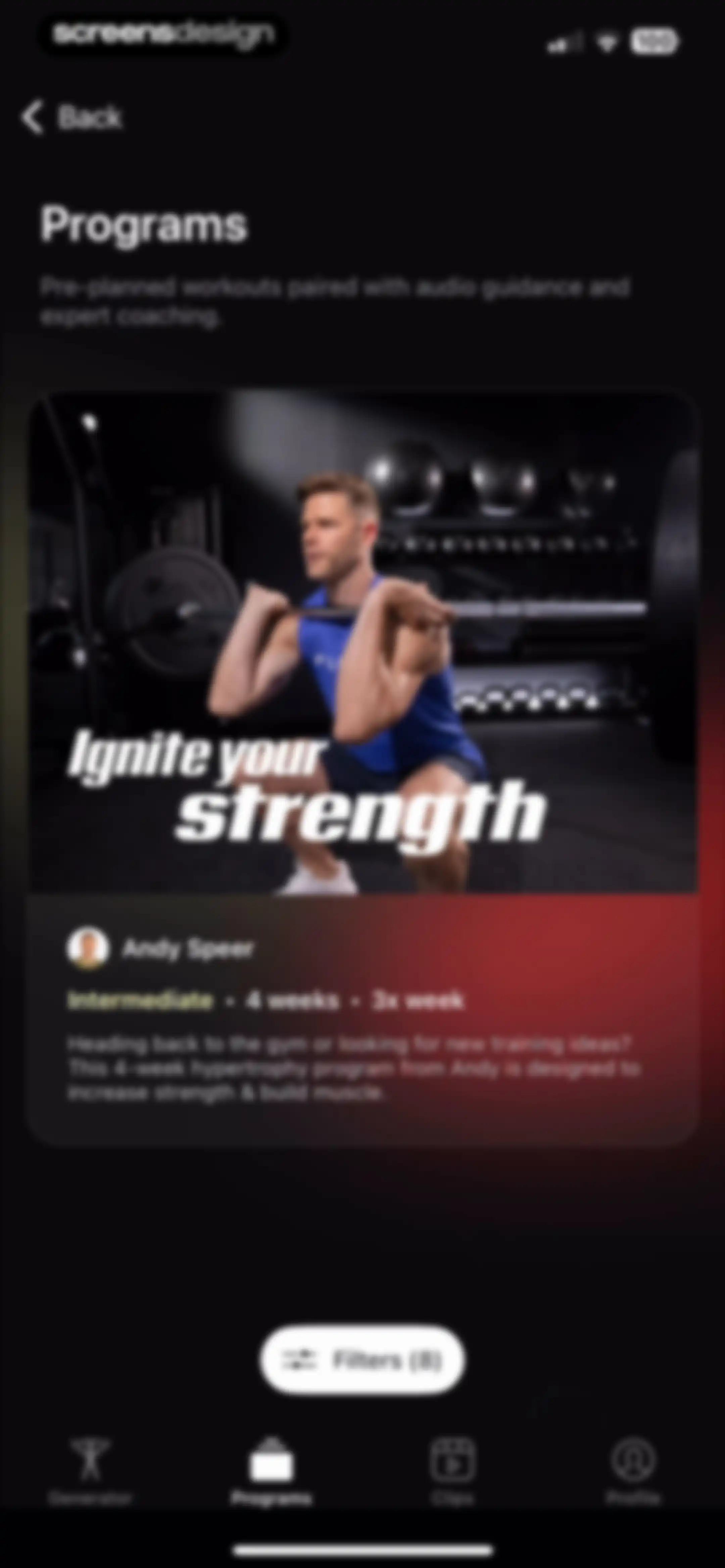 Peloton Strength+ screen 86